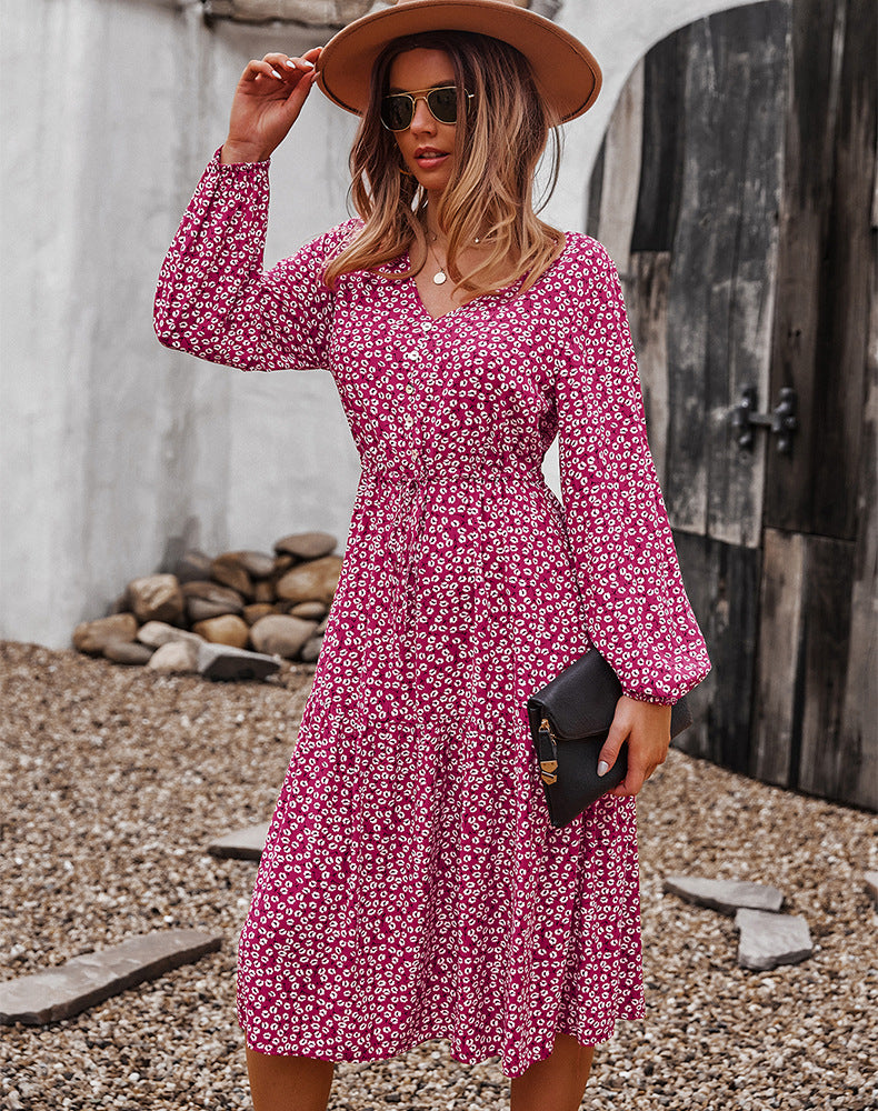 Floral Button Up V-Neck Dress - Absolute Fashion 2020