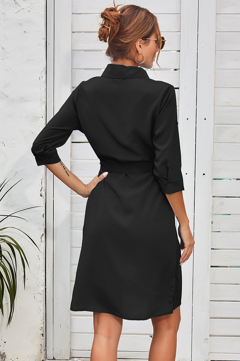 Tie Waist Shirt Dress - Absolute Fashion 2020