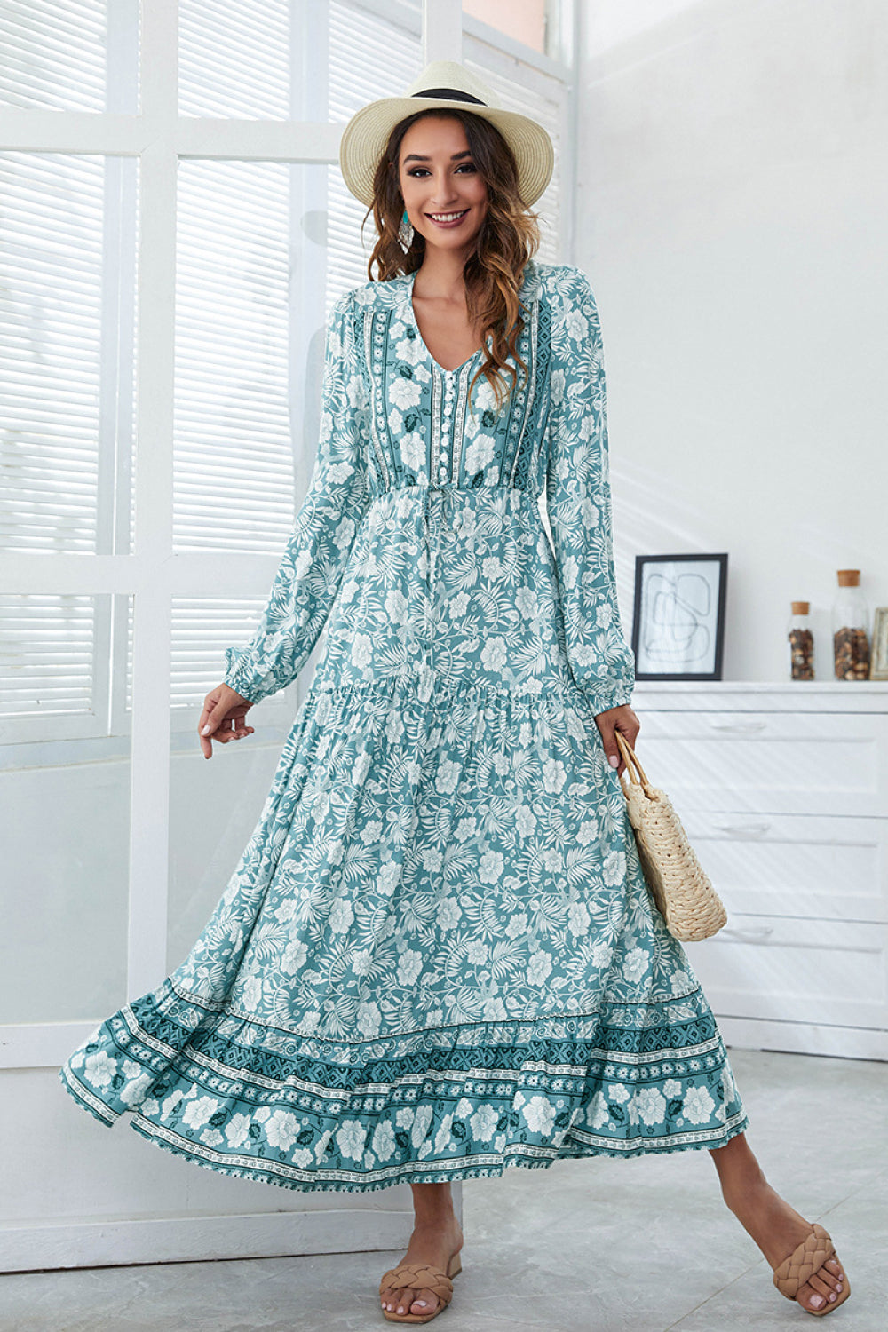 Floral V-Neck Maxi Dress