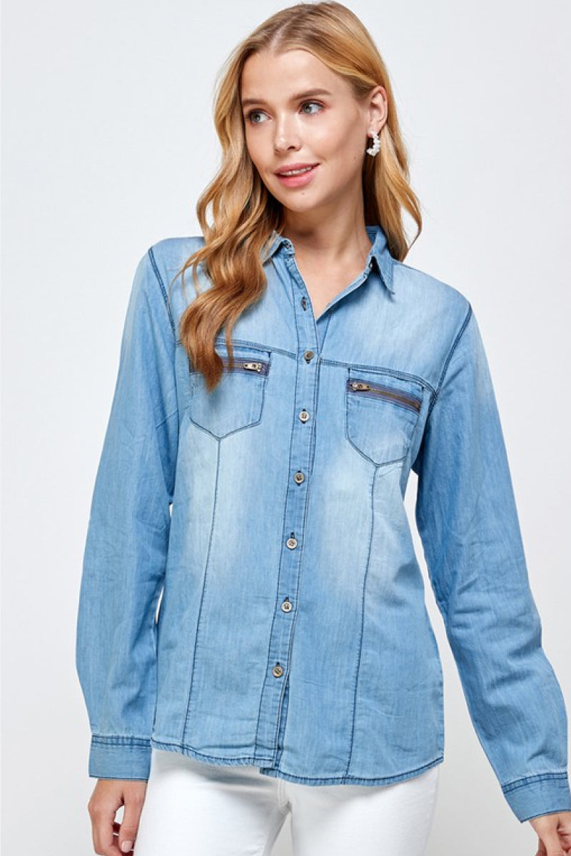 Chambray Denim Blouse