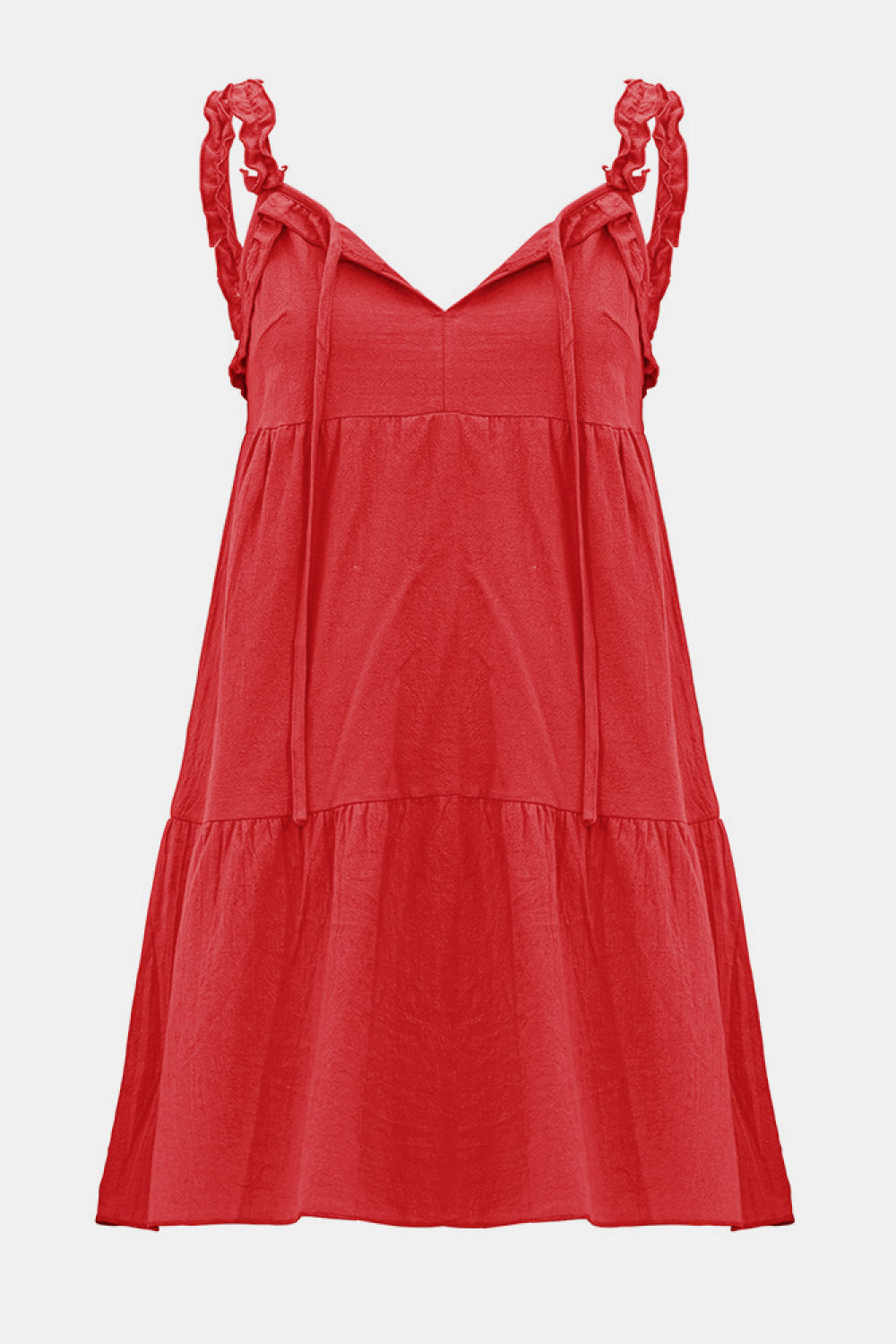 Solid Ruffle Hem Tie Neck Dress - Absolute Fashion 2020
