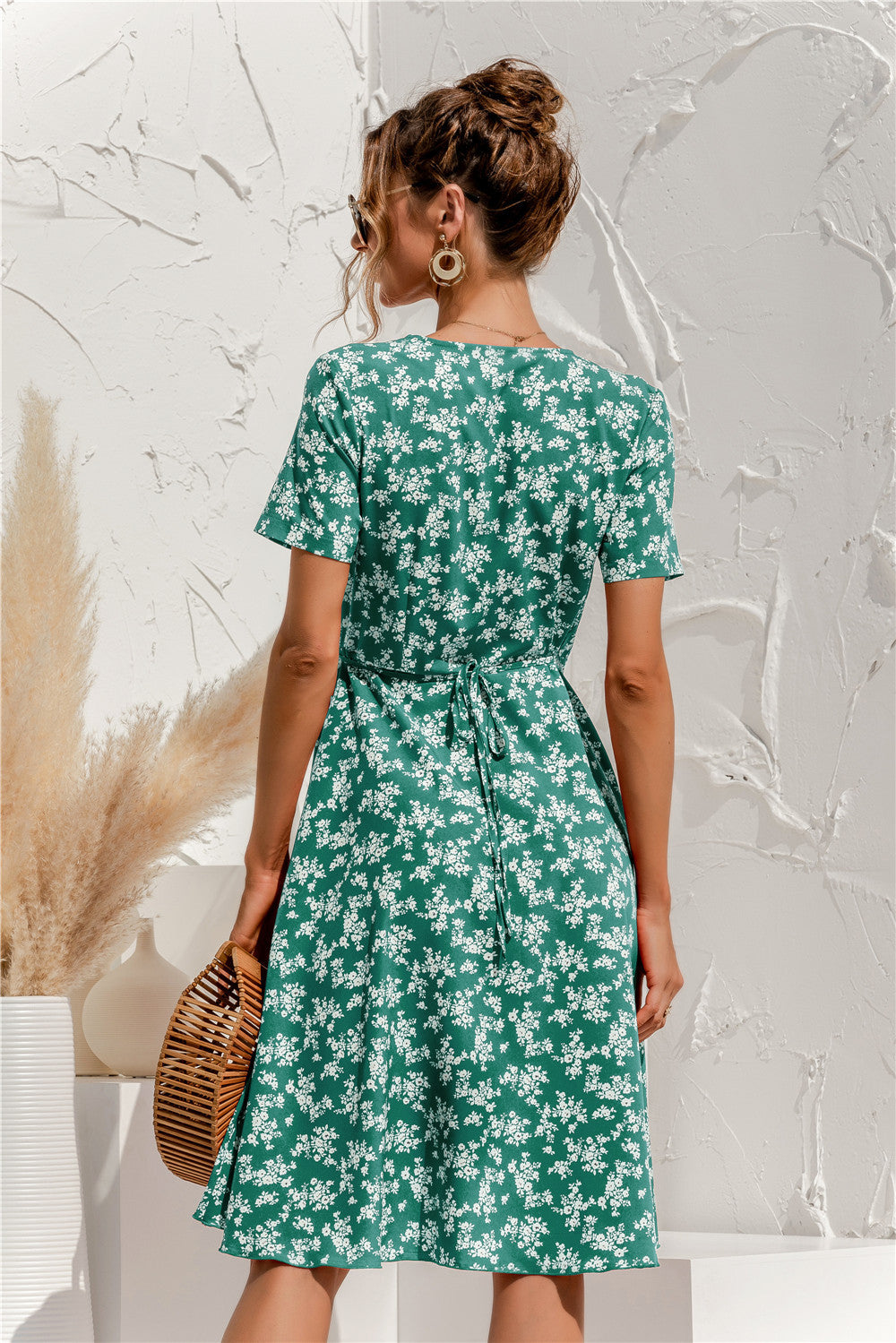Floral Wrap Front Asymmetrical Dress - Absolute Fashion 2020