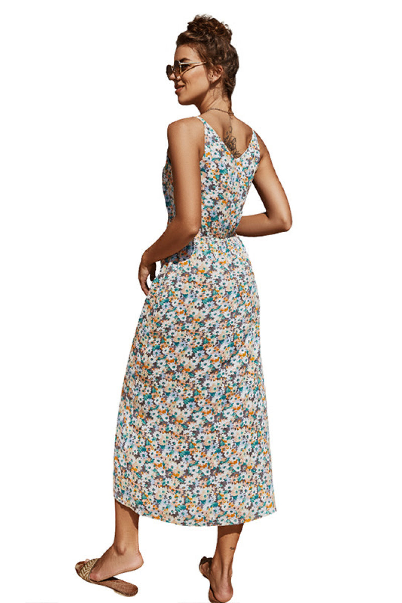Floral Sleeveless V-Neck Midi Dress - Absolute Fashion 2020