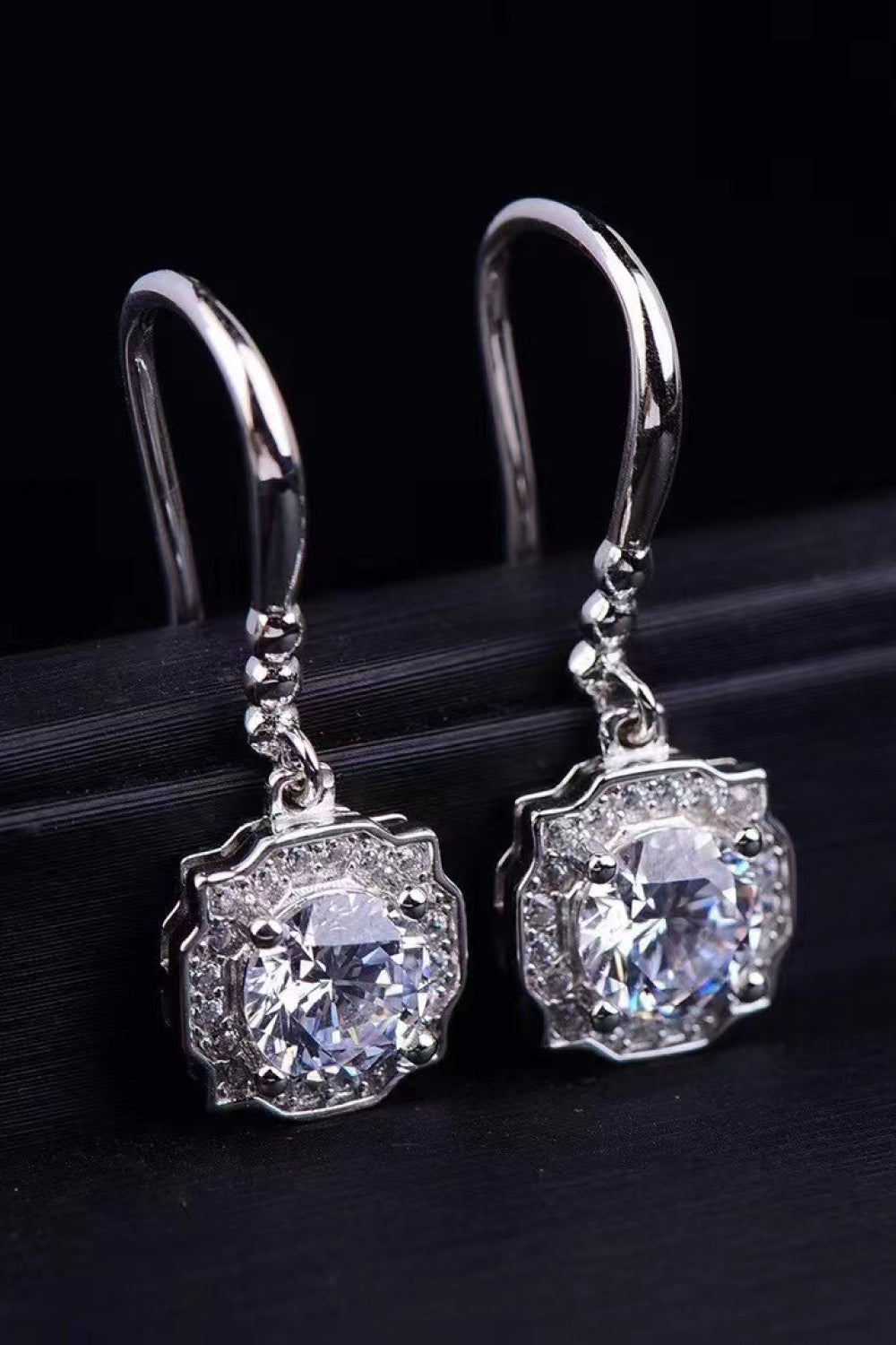 1 Carat Moissanite 925 Sterling Silver Drop Earrings