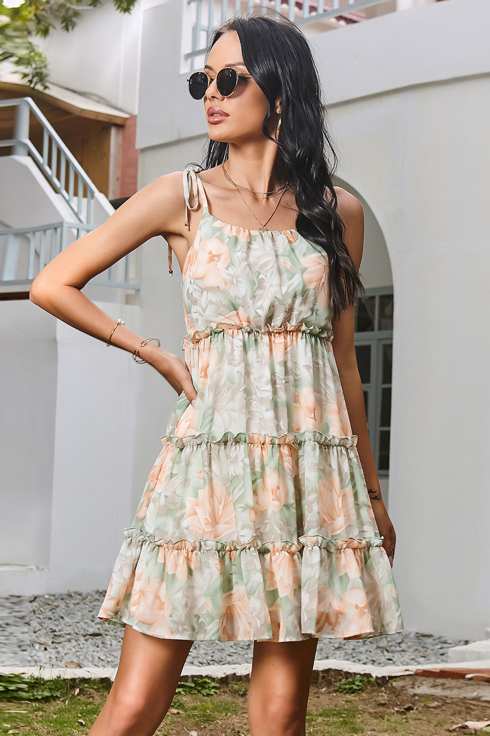 Halter Floral Tiered Ruffle Bohemian Dress - Absolute Fashion 2020