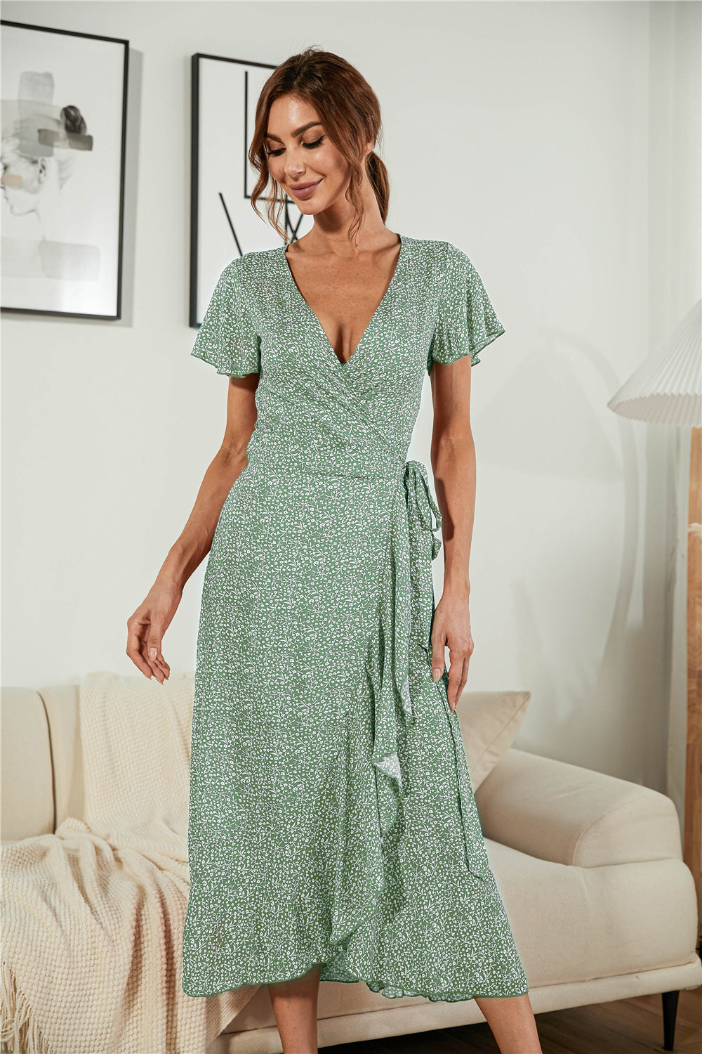 Floral Ruffle Hem Split Dress - Absolute Fashion 2020