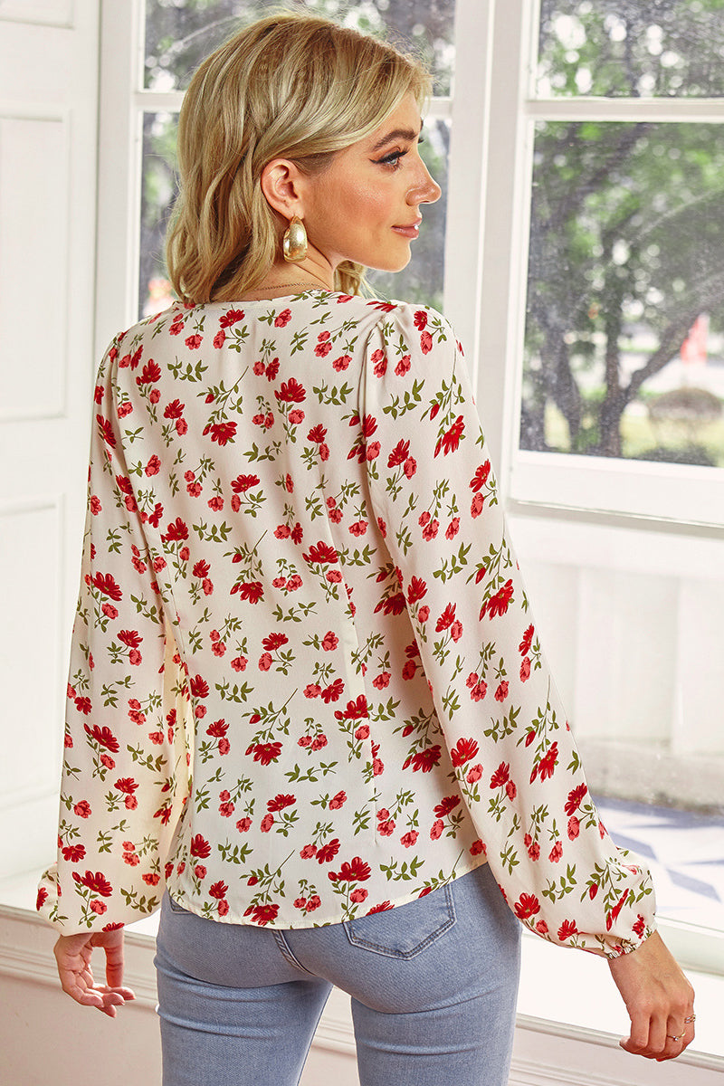 Floral Lantern Sleeve Blouse - Absolute Fashion 2020