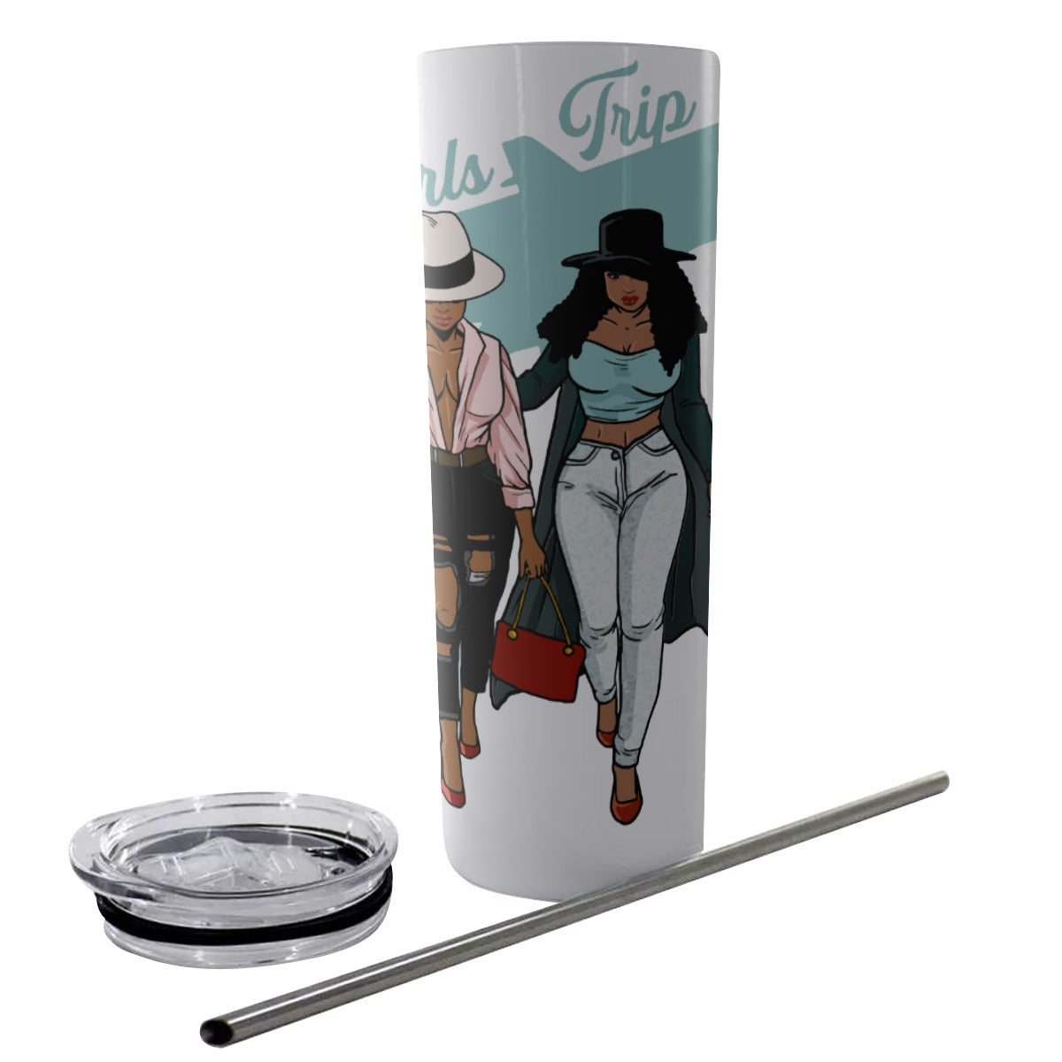 Girls Trip Glitter Tumbler With Stainless Steel Straw 20oz