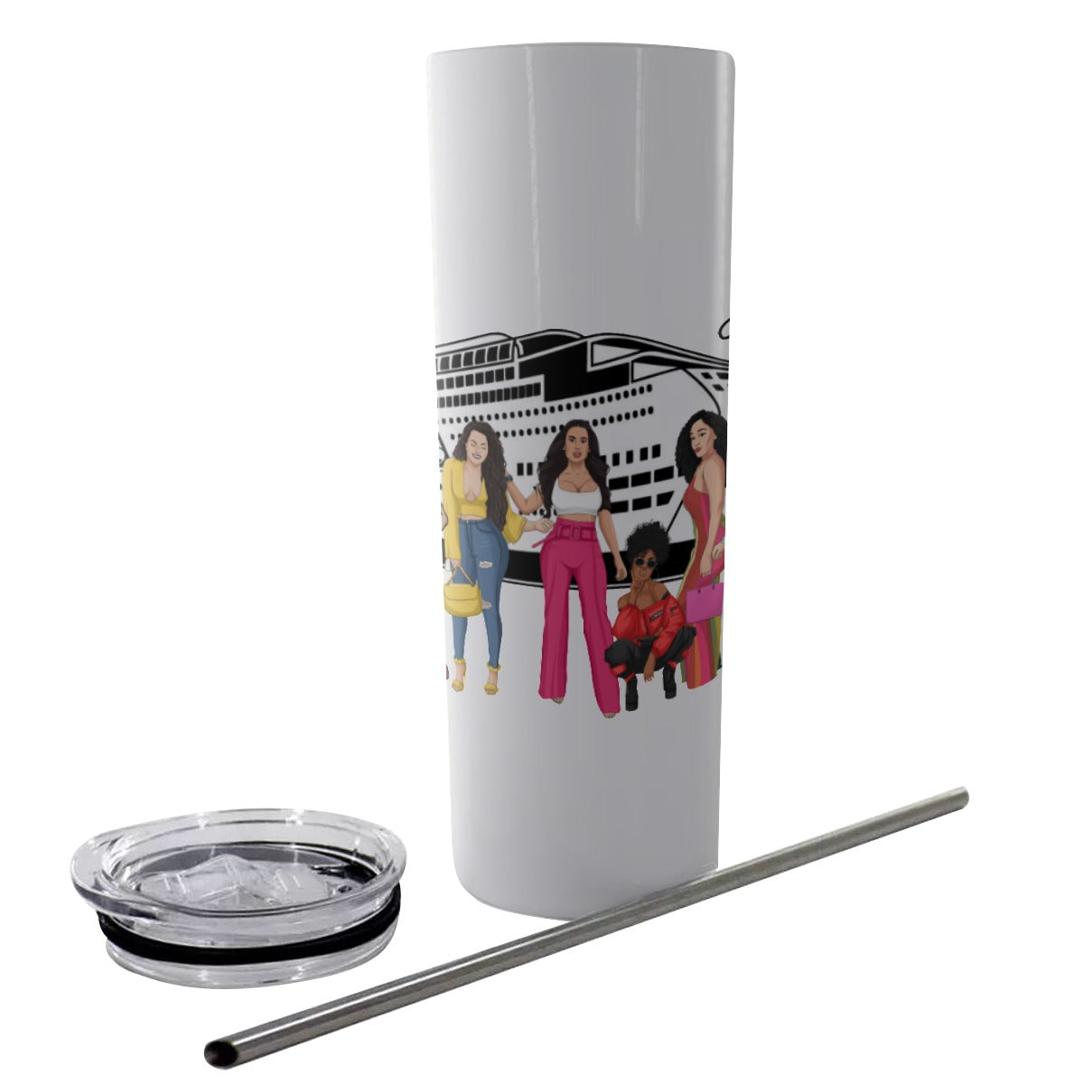 The World Awaits Glitter Tumbler With Stainless Steel Straw 20oz