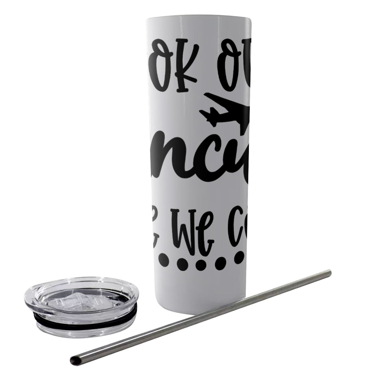 Cancun Glitter Tumbler With Stainless Steel Straw 20oz