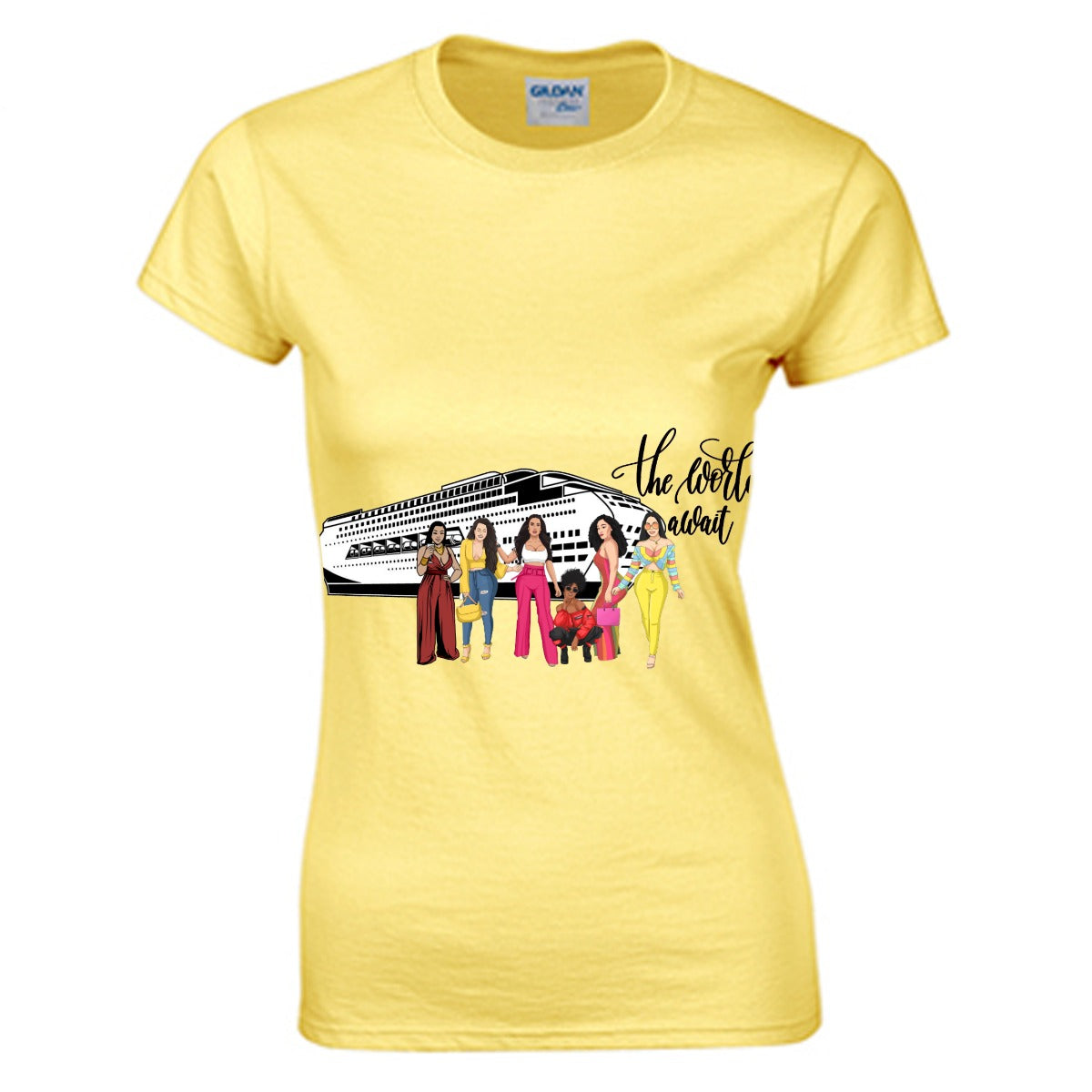 The World Awaits Women's O-neck T-shirt | Gildan 180GSM Cotton (DTG)