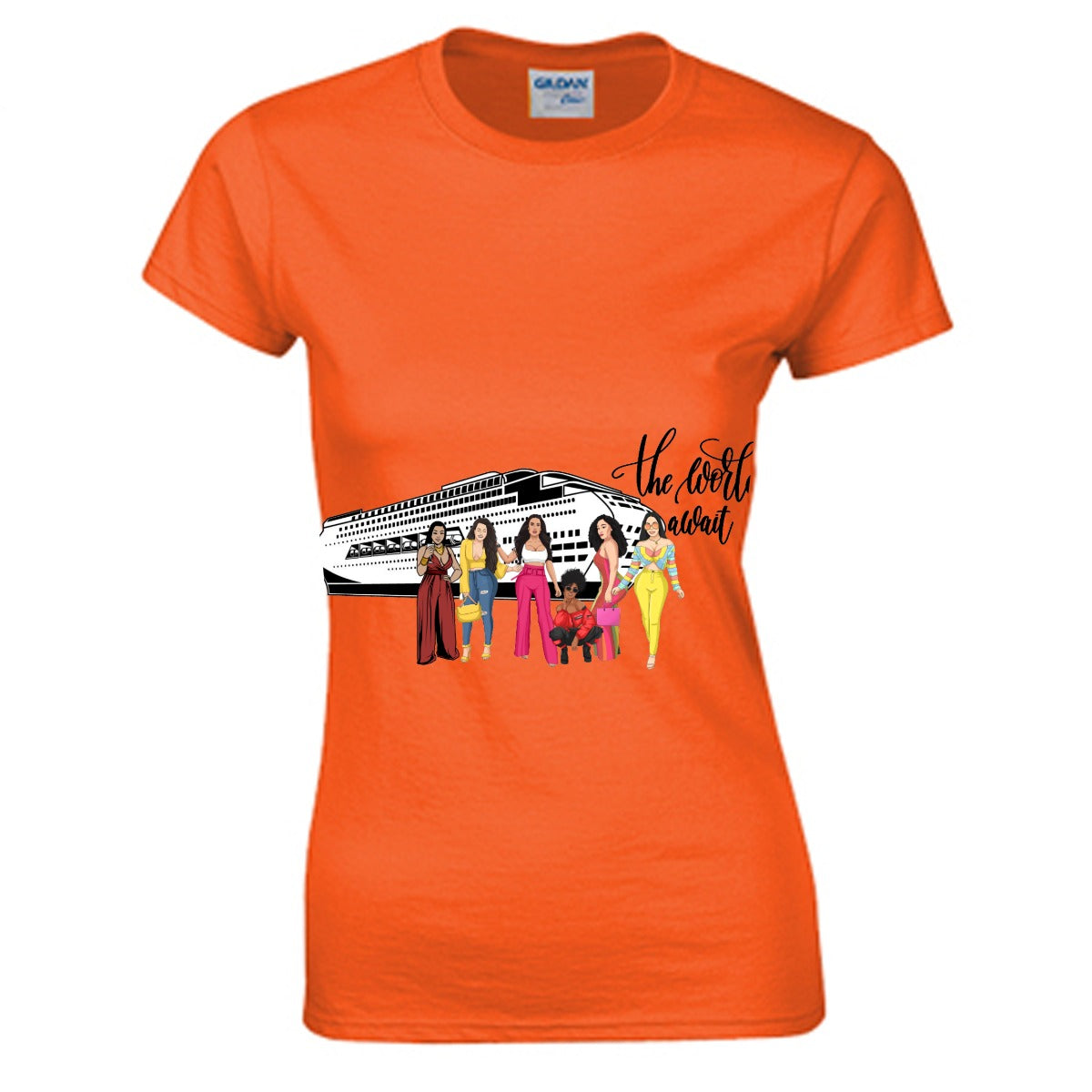 The World Awaits Women's O-neck T-shirt | Gildan 180GSM Cotton (DTG)