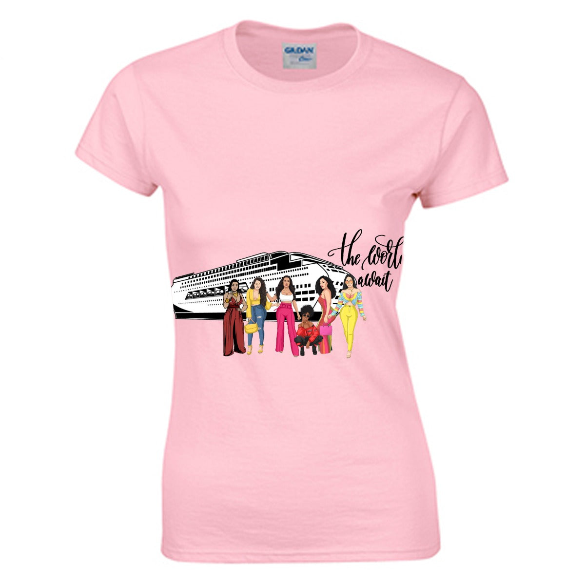 The World Awaits Women's O-neck T-shirt | Gildan 180GSM Cotton (DTG)