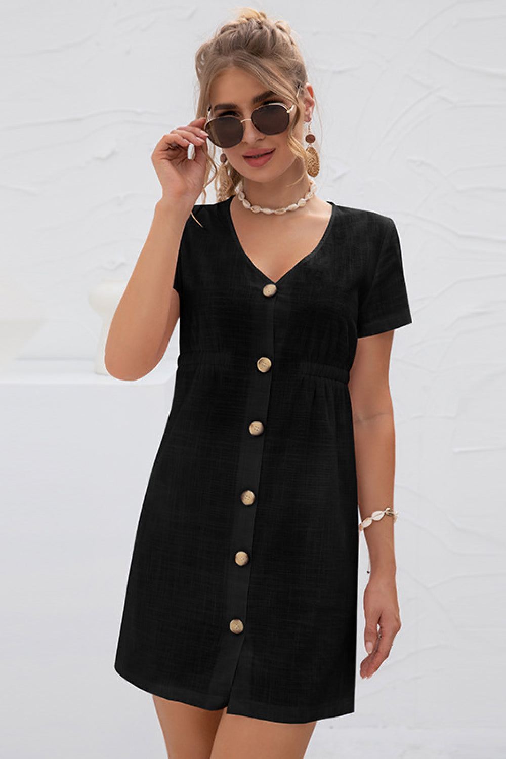 Button Down Short Sleeve Dress - Absolute Fashion 2020