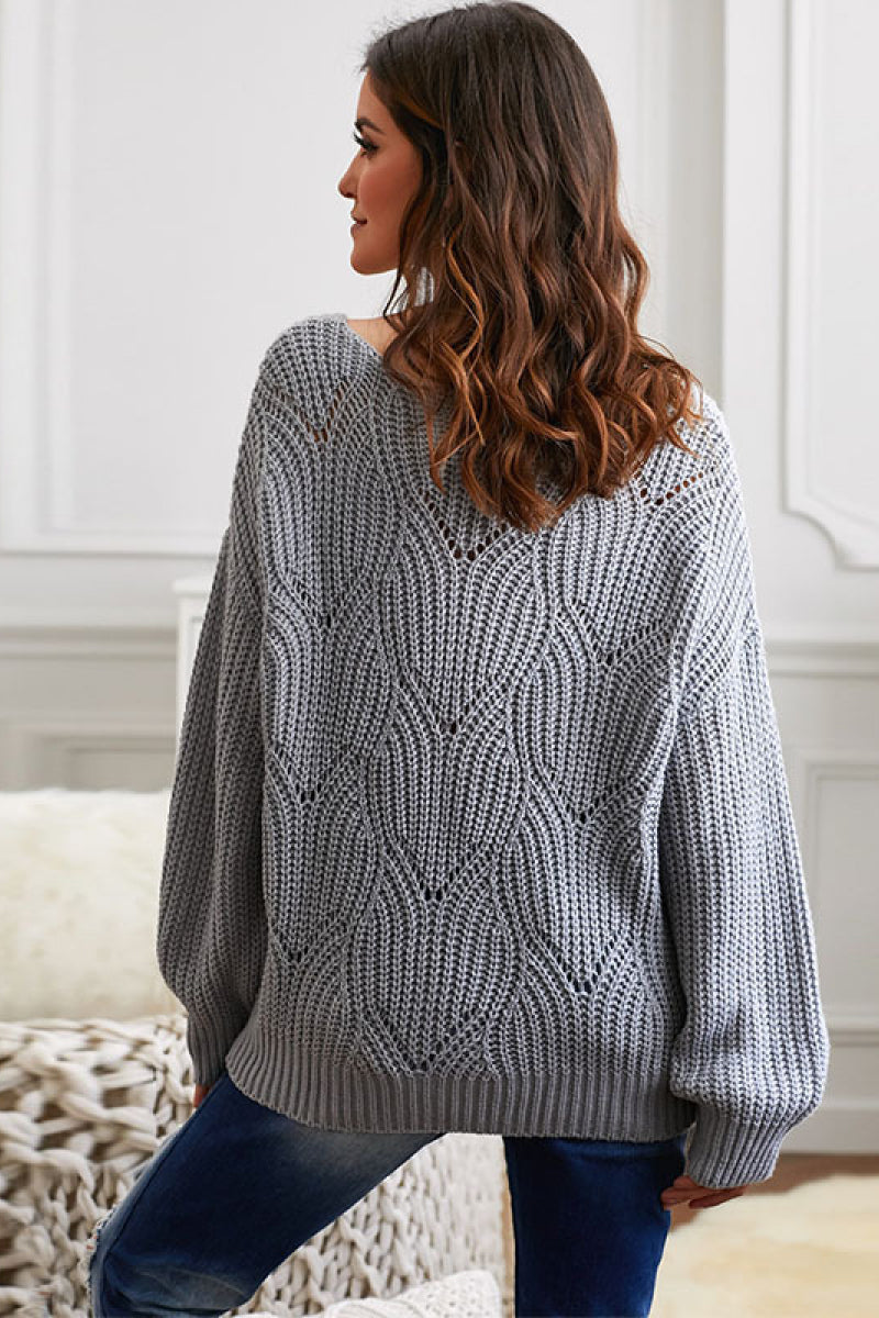 Drop Shoulder Round Neck Sweater - Absolute Fashion 2020