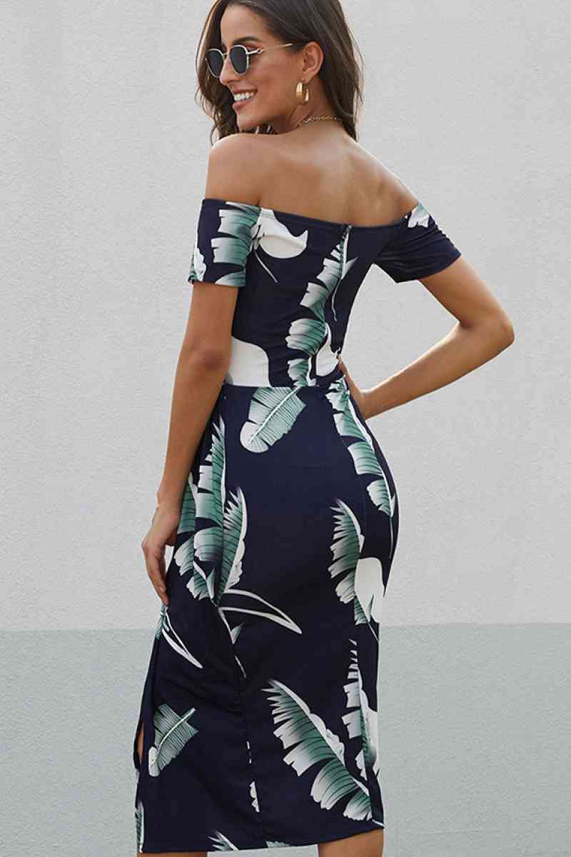 Floral Off Shoulder Slit Wrap Dress - Absolute Fashion 2020