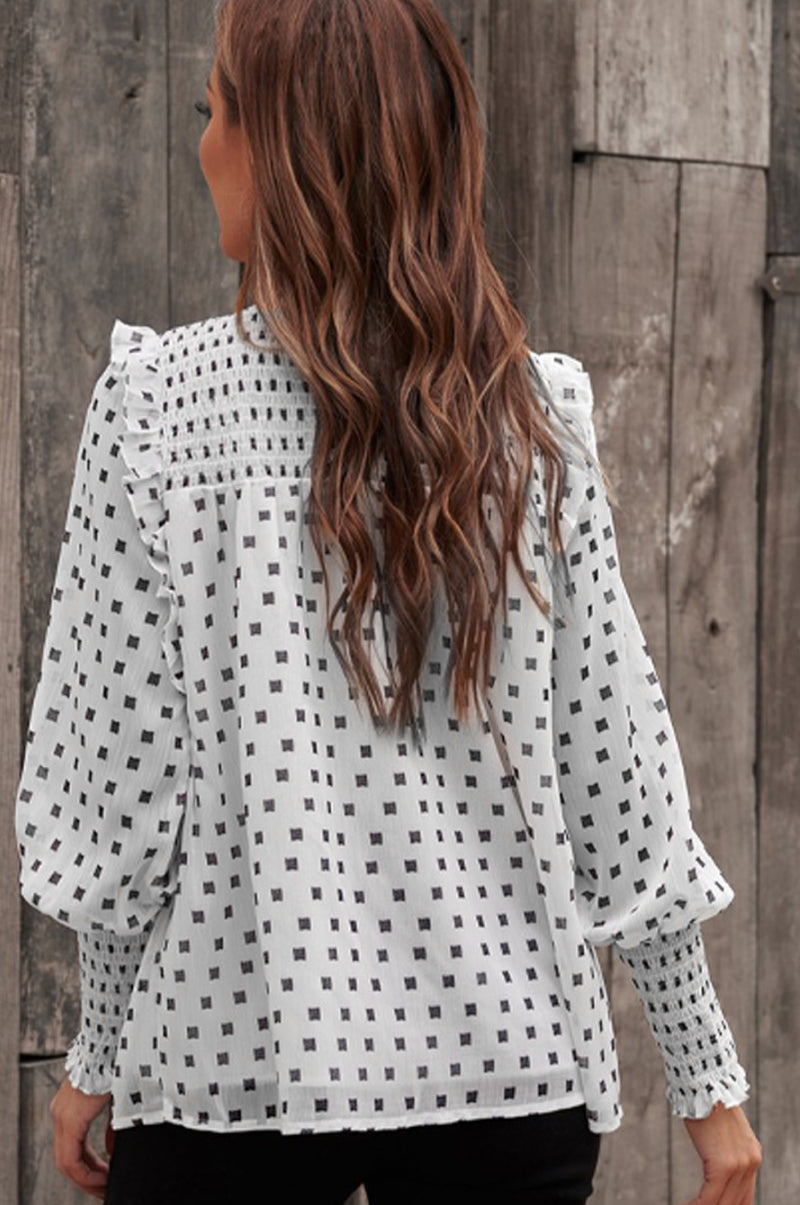 Smocked Ruffle Trim Blouse - Absolute Fashion 2020
