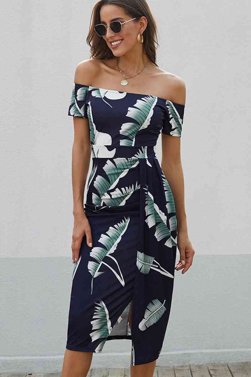 Floral Off Shoulder Slit Wrap Dress - Absolute Fashion 2020