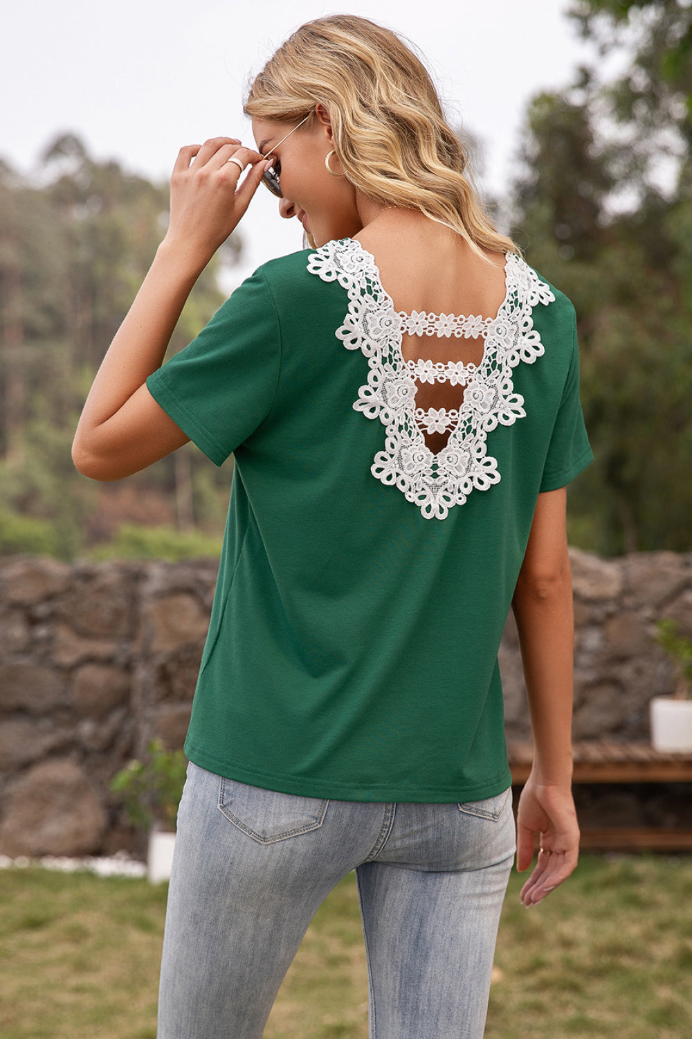 Contrast Crotched Lace Back Top - Absolute Fashion 2020