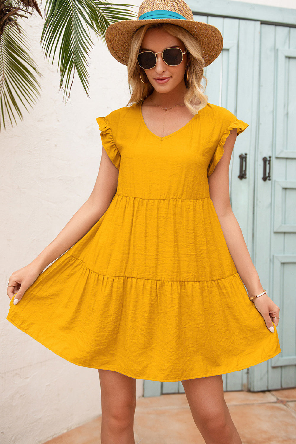 Tiered Ruffle Hem and Sleeve Dress - Absolute Fashion 2020