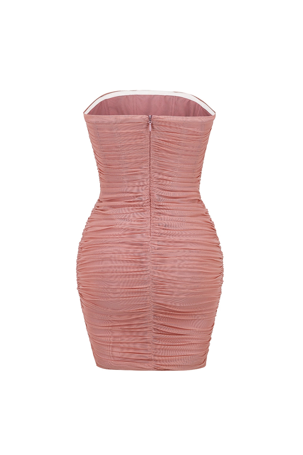 Ruched Strapless Zip-Back Bodycon Dress