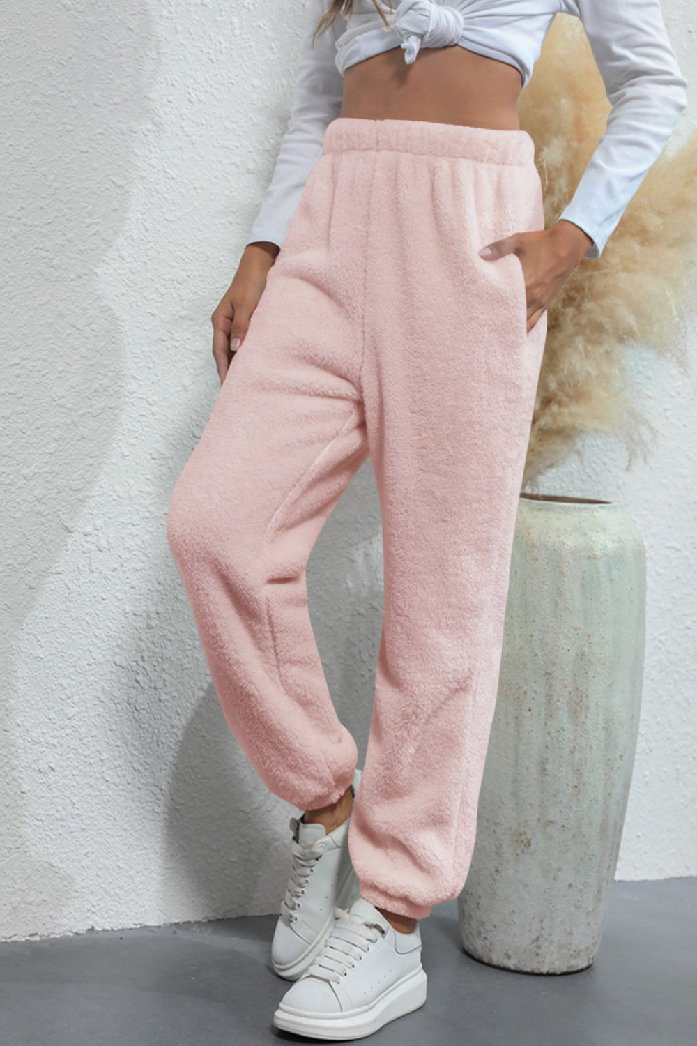 Elastic Waist Teddy Pants