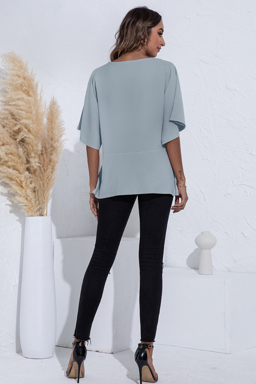 Flutter Sleeve V Neck Top - Absolute Fashion 2020
