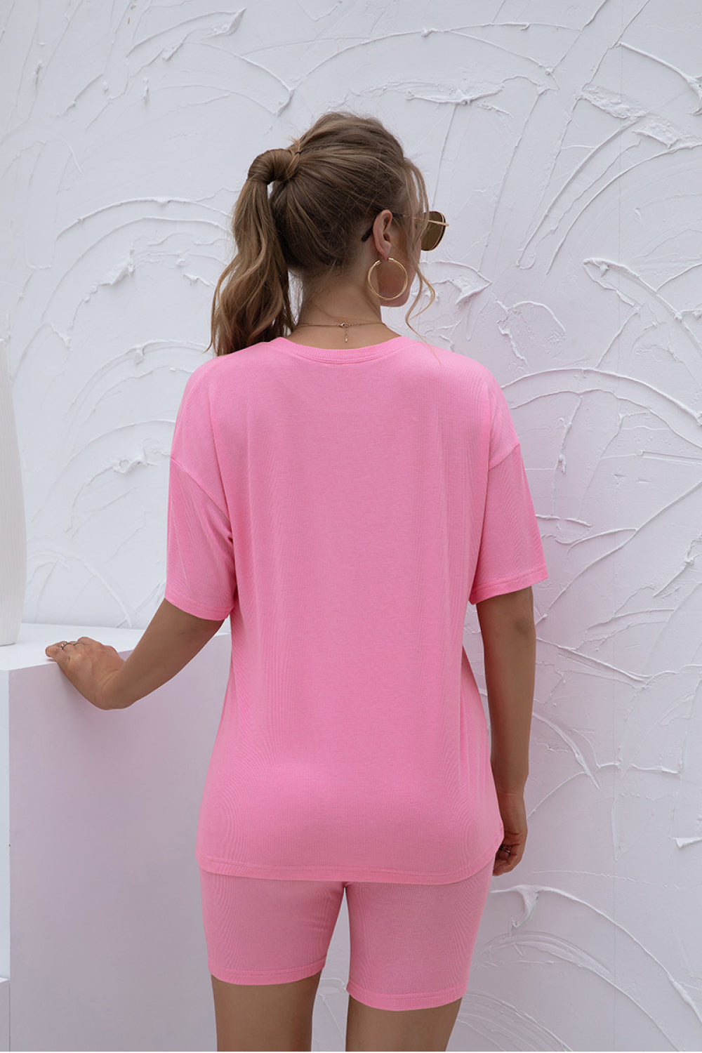 Round Neck Short Sleeve and Pants Set - Absolute Fashion 2020