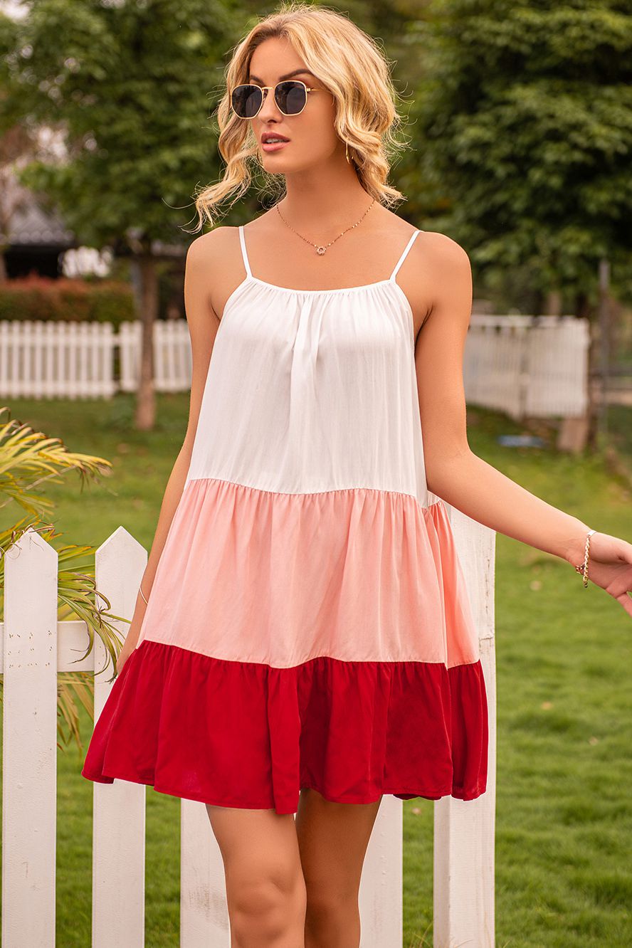 Color Block Ruffle Hem Tiered Dress - Absolute Fashion 2020