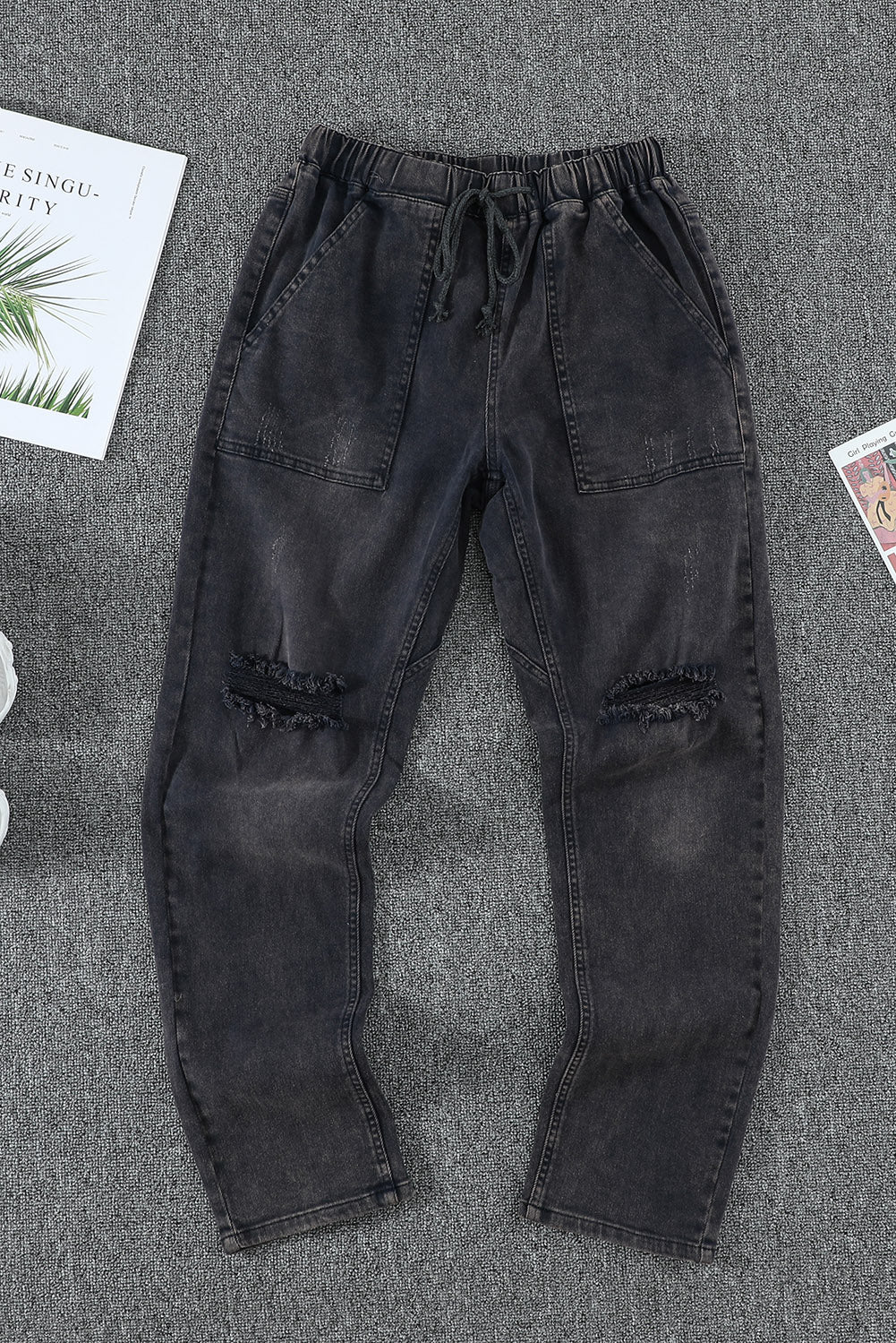 Distressed Denim Joggers with Pockets - Absolute Fashion 2020