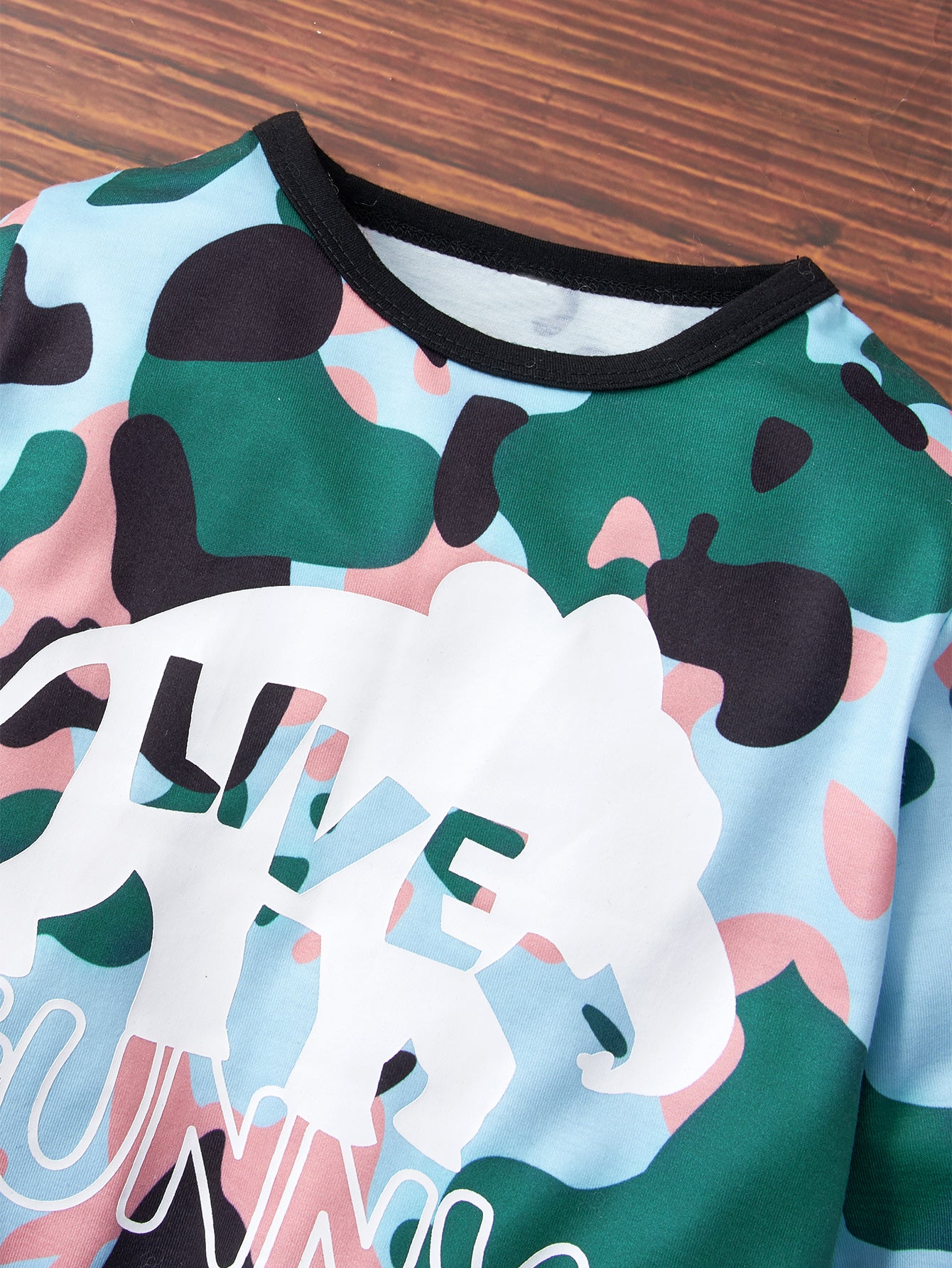 Kids Camouflage Elephant Graphic Sweatshirt and Pants Set