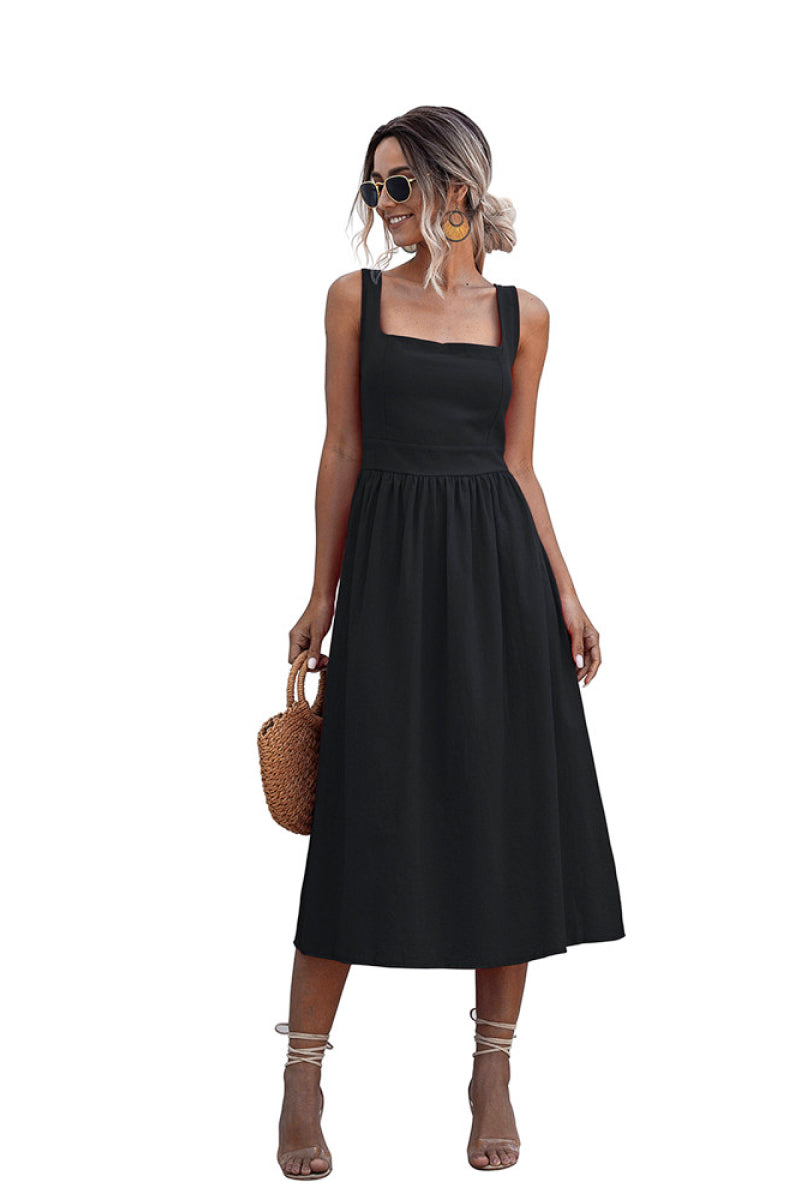 Square Neck Backless Dress - Absolute Fashion 2020