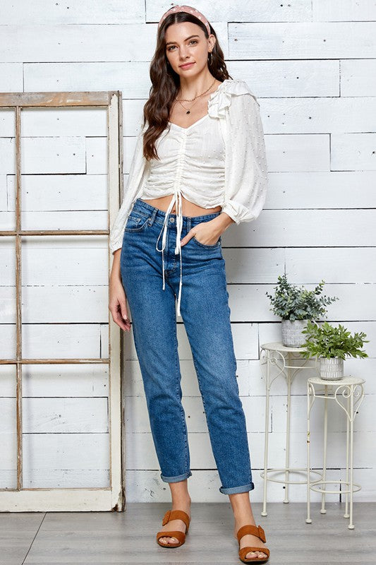 Swiss Dot 3/4 Sleeve Top