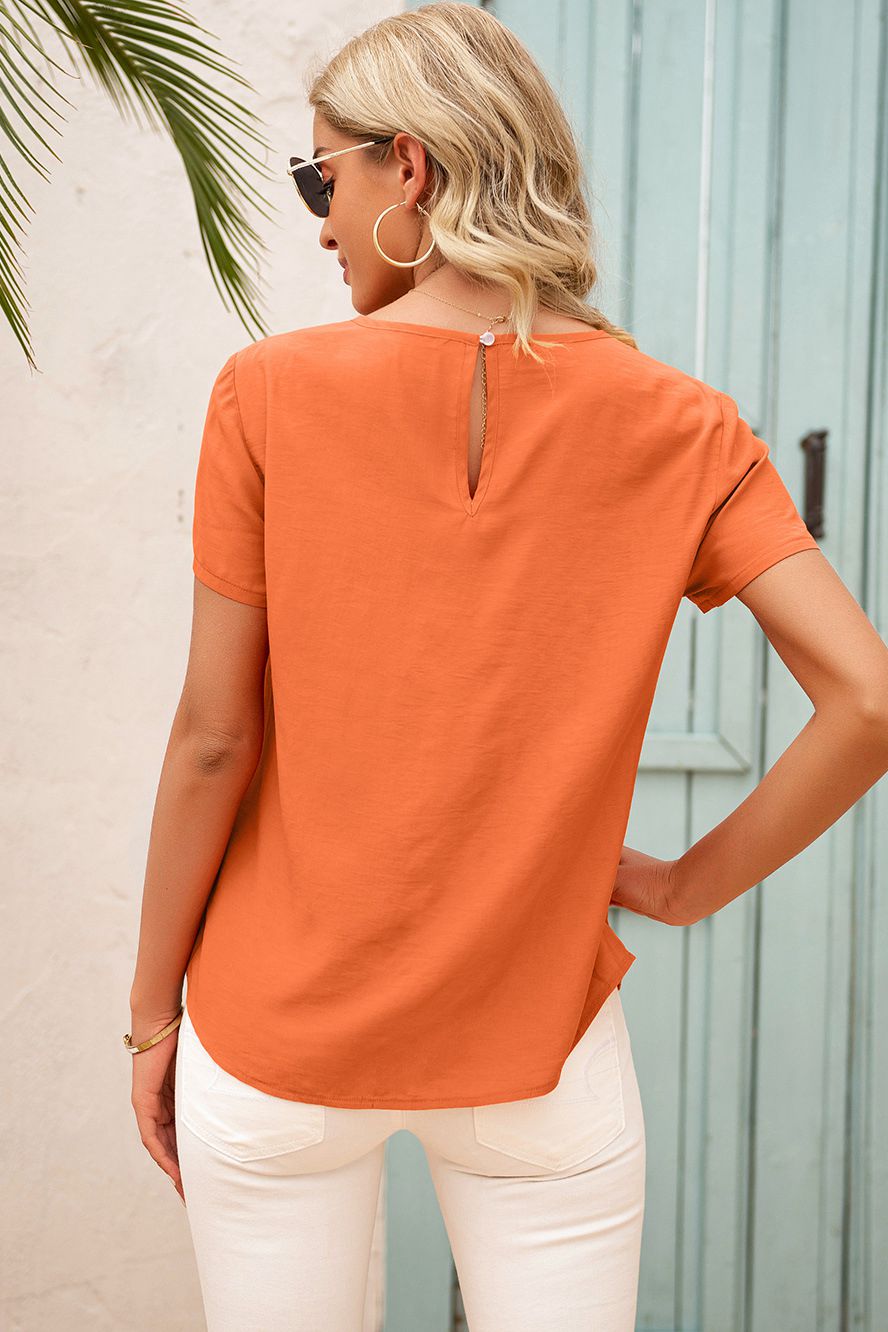 Ruffle Trim Round Neck Top - Absolute Fashion 2020