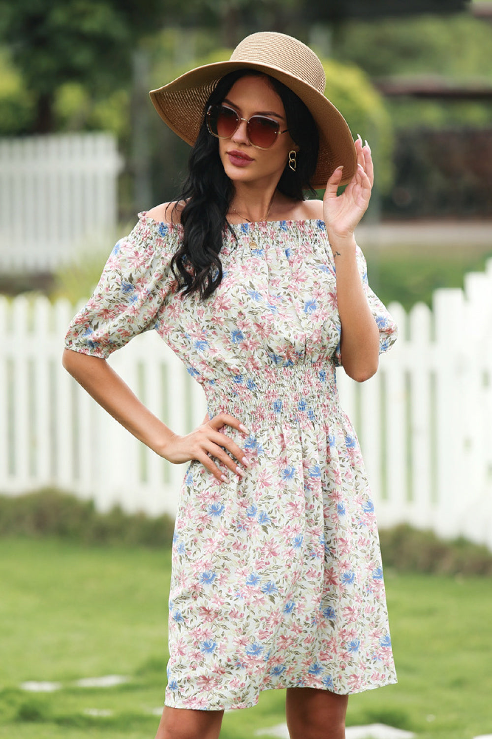 Floral Print Off-shoulder Dress