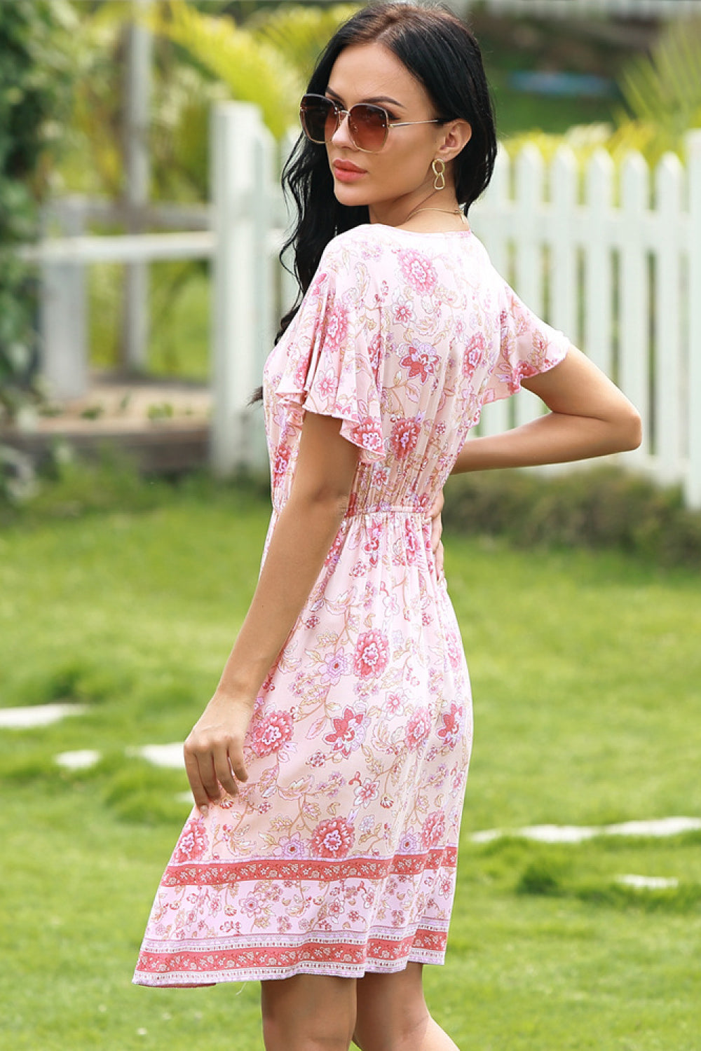 Floral Print V-neckline Dress