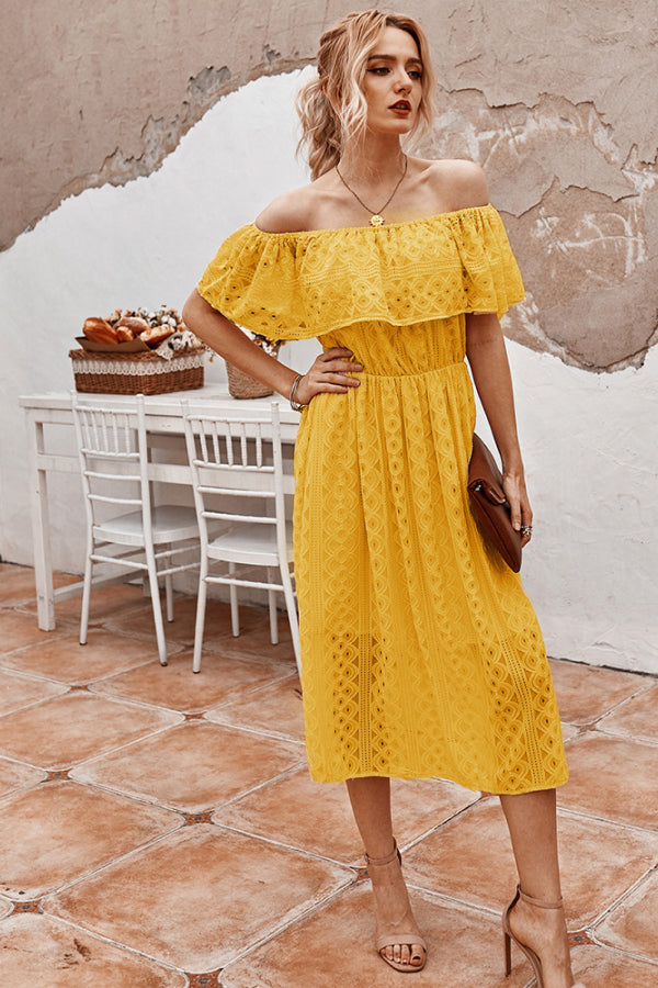Lace Overlay Off Shoulder Dress - Absolute Fashion 2020