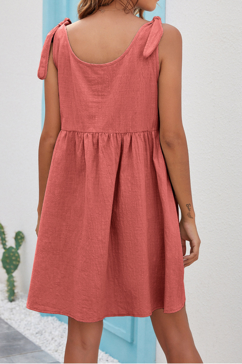 Knot Shoulder Pocket Smock Dress - Absolute Fashion 2020