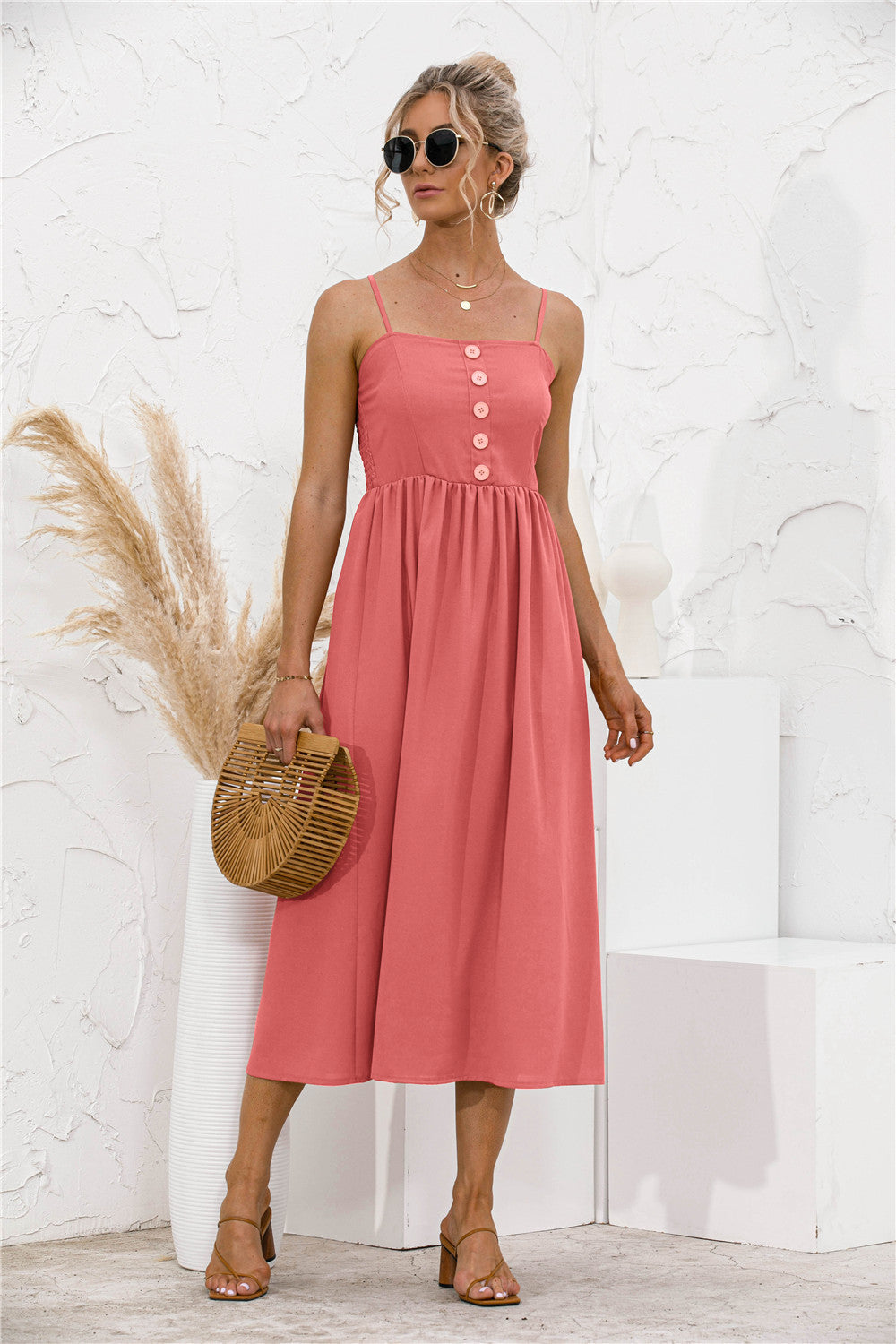 Spaghetti Straps Button down Dress - Absolute Fashion 2020