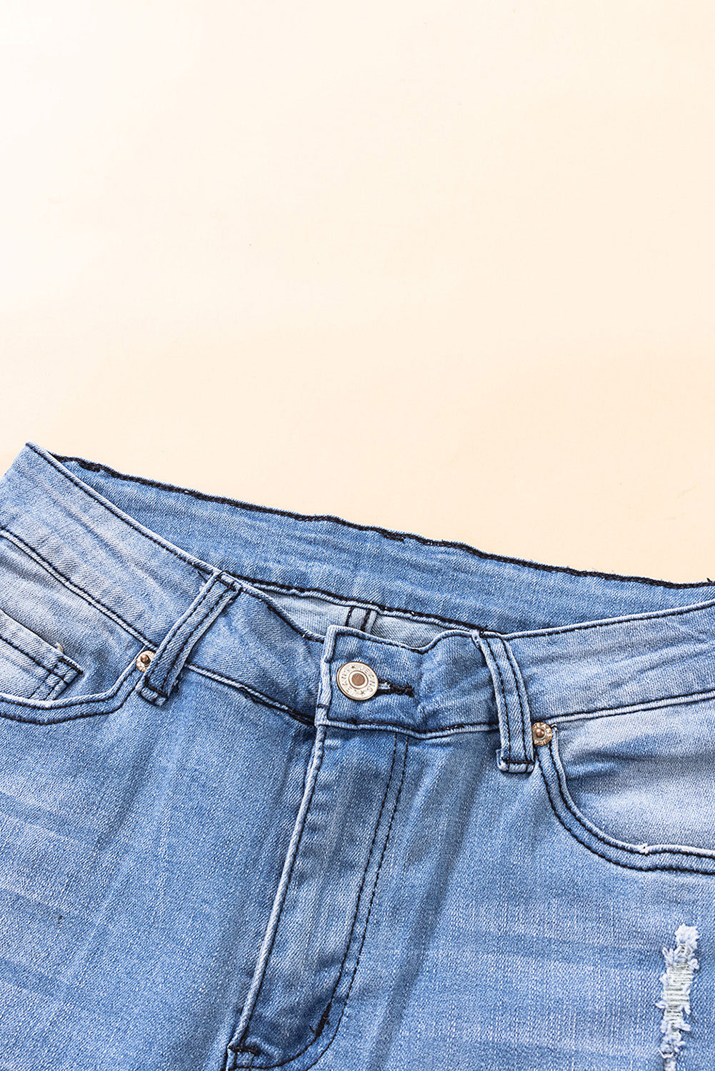 Distressed Ankle-Length Pocket Jeans