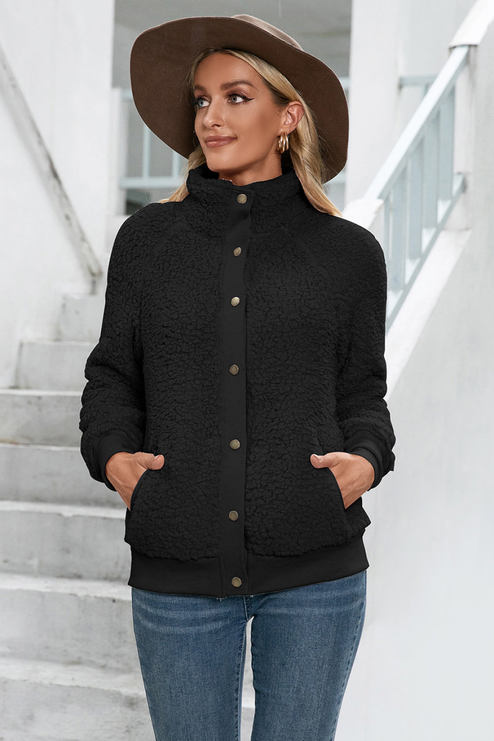 Snap Button Down Teddy Jacket - Absolute Fashion 2020