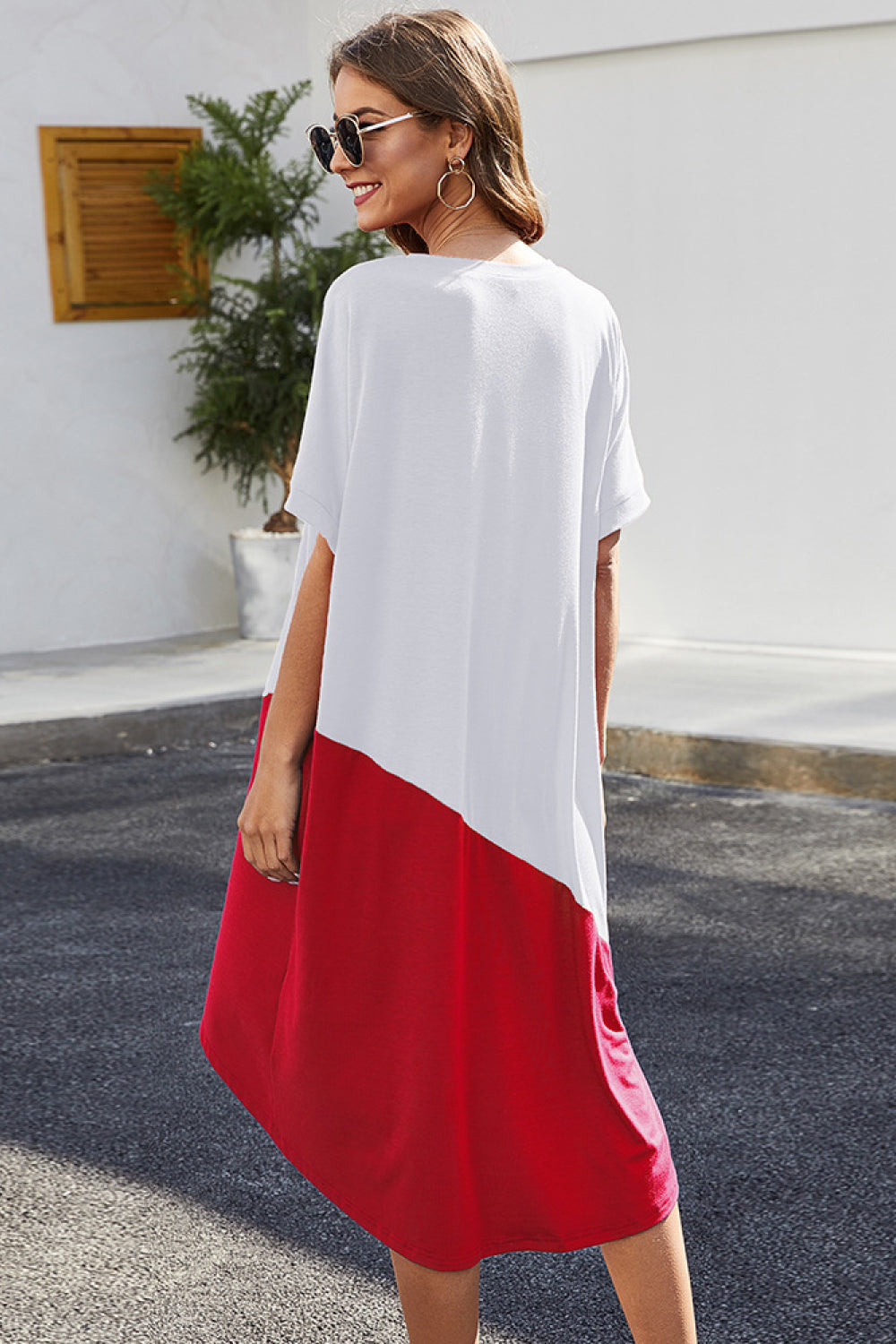 Color Block Hi-Low Hem Tee Dress - Absolute Fashion 2020