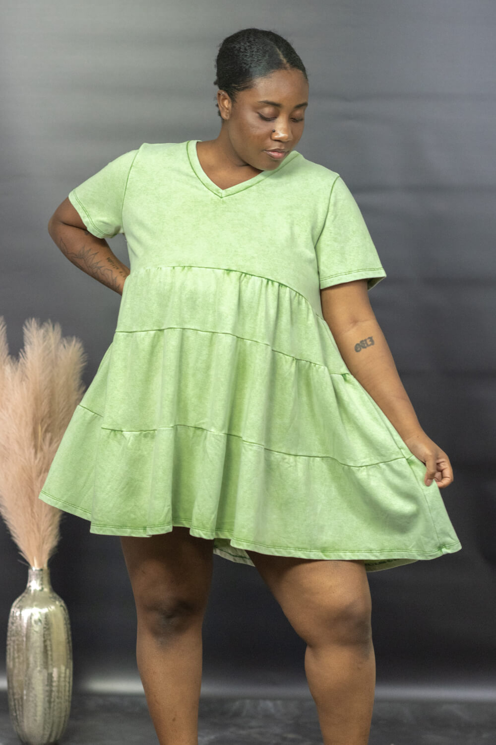 Sew In Love Breathtaking Views Full Size Tiered Mini Dress in Mint