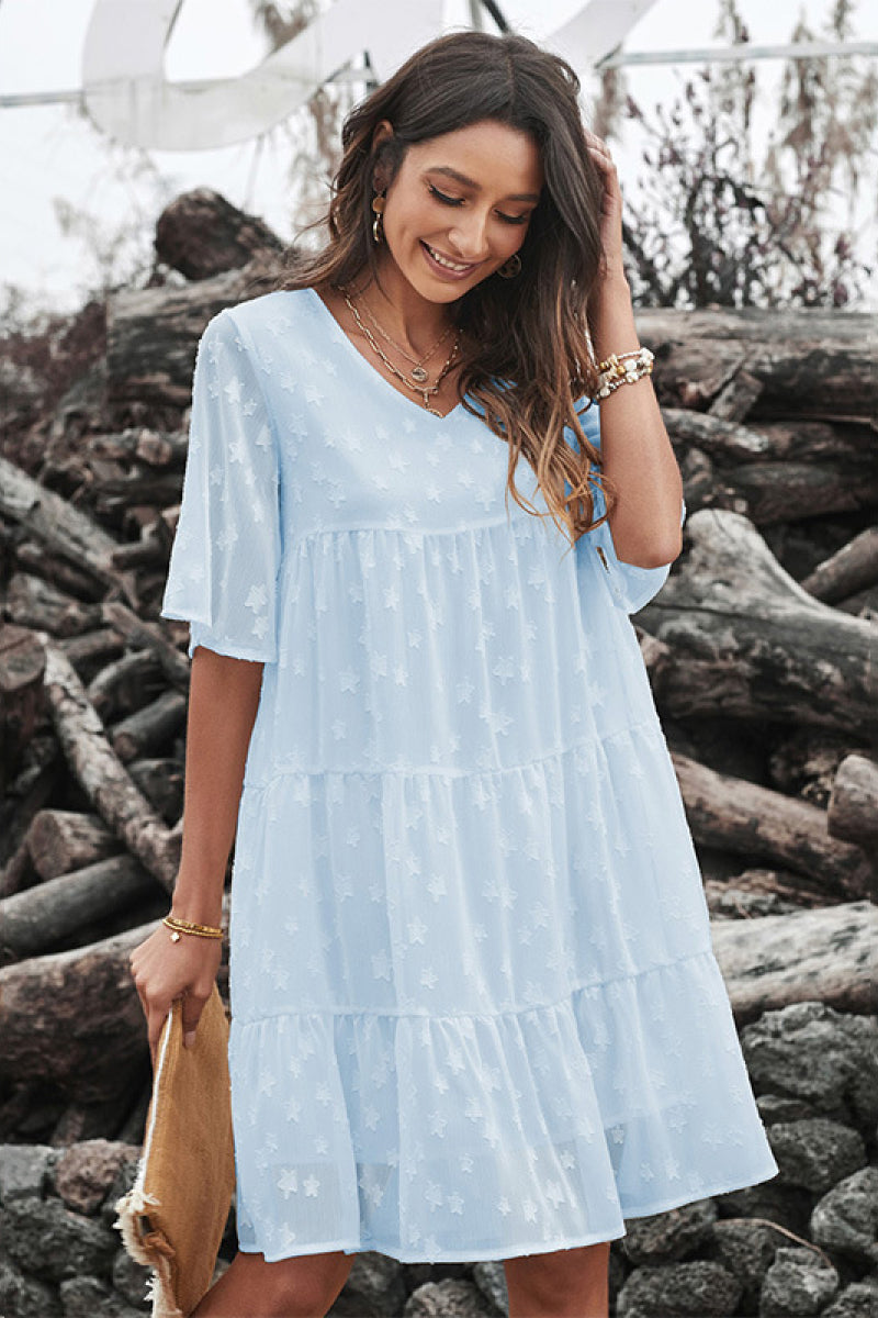 Star Flutter Sleeve Tiered Dress - Absolute Fashion 2020