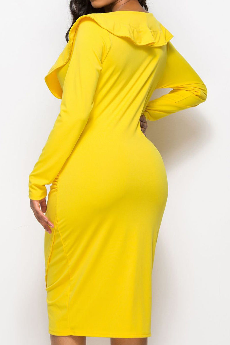 Ruffled V Neck Dress - Absolute Fashion 2020