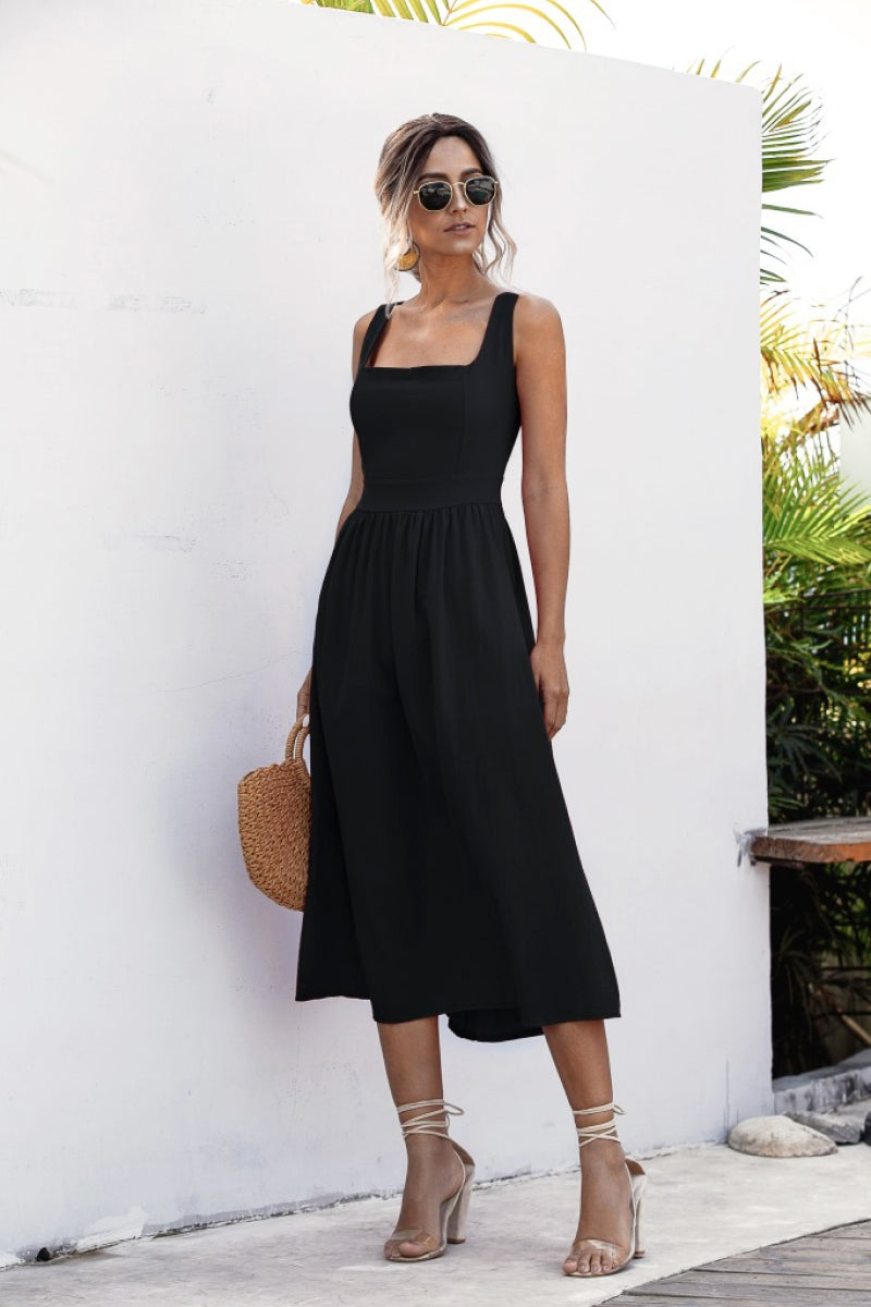 Square Neck Backless Dress - Absolute Fashion 2020