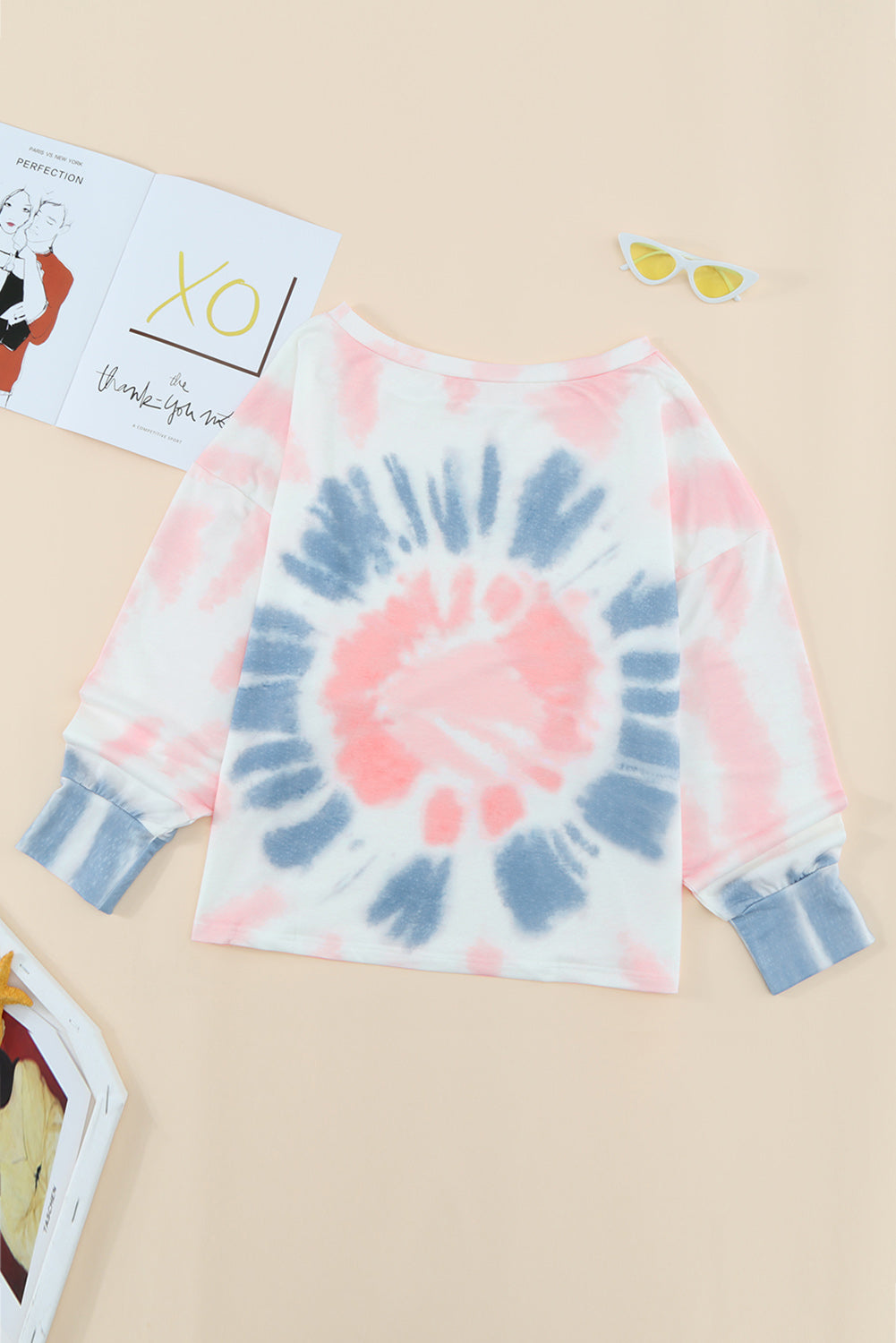 Tie-Dye Boat Neck Batwing Sleeve Tee - Absolute Fashion 2020