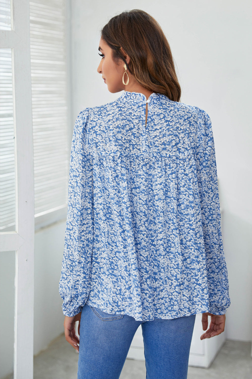 Floral Frill Trim Babydoll Blouse