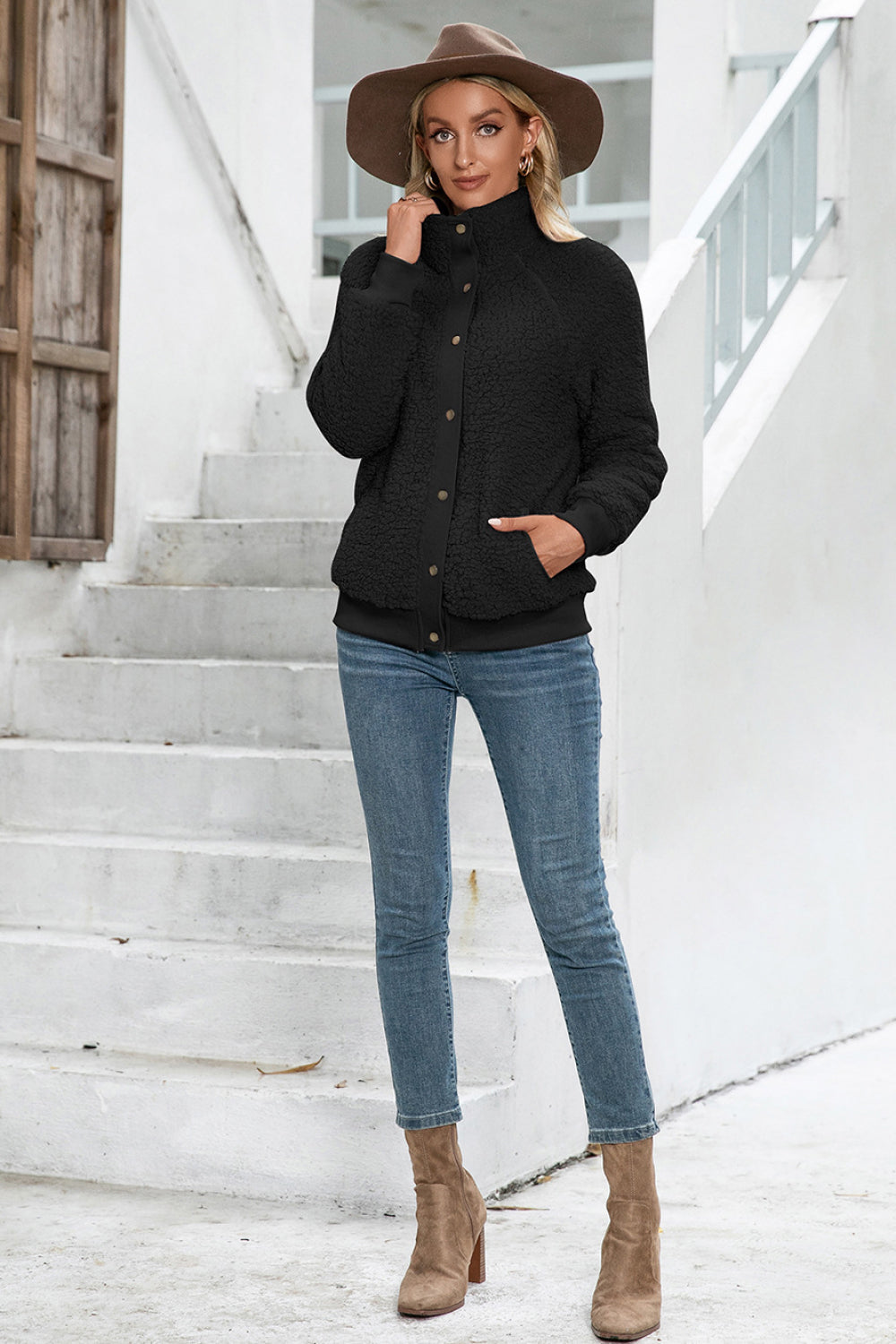 Snap Button Down Teddy Jacket - Absolute Fashion 2020