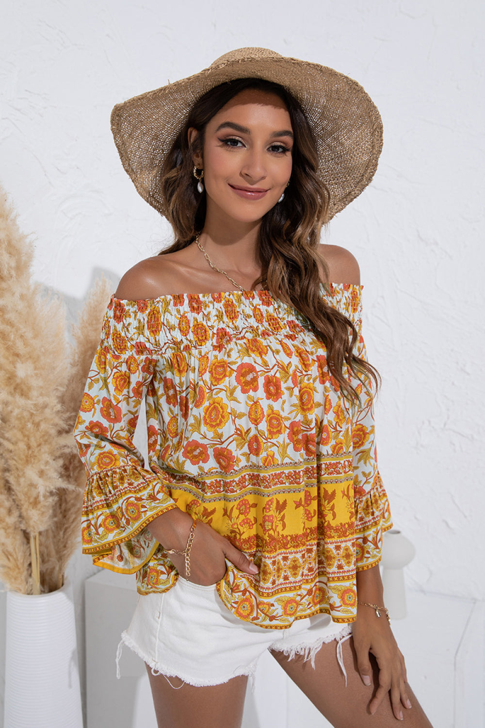 Floral Flare Sleeve Off Shoulder Top - Absolute Fashion 2020